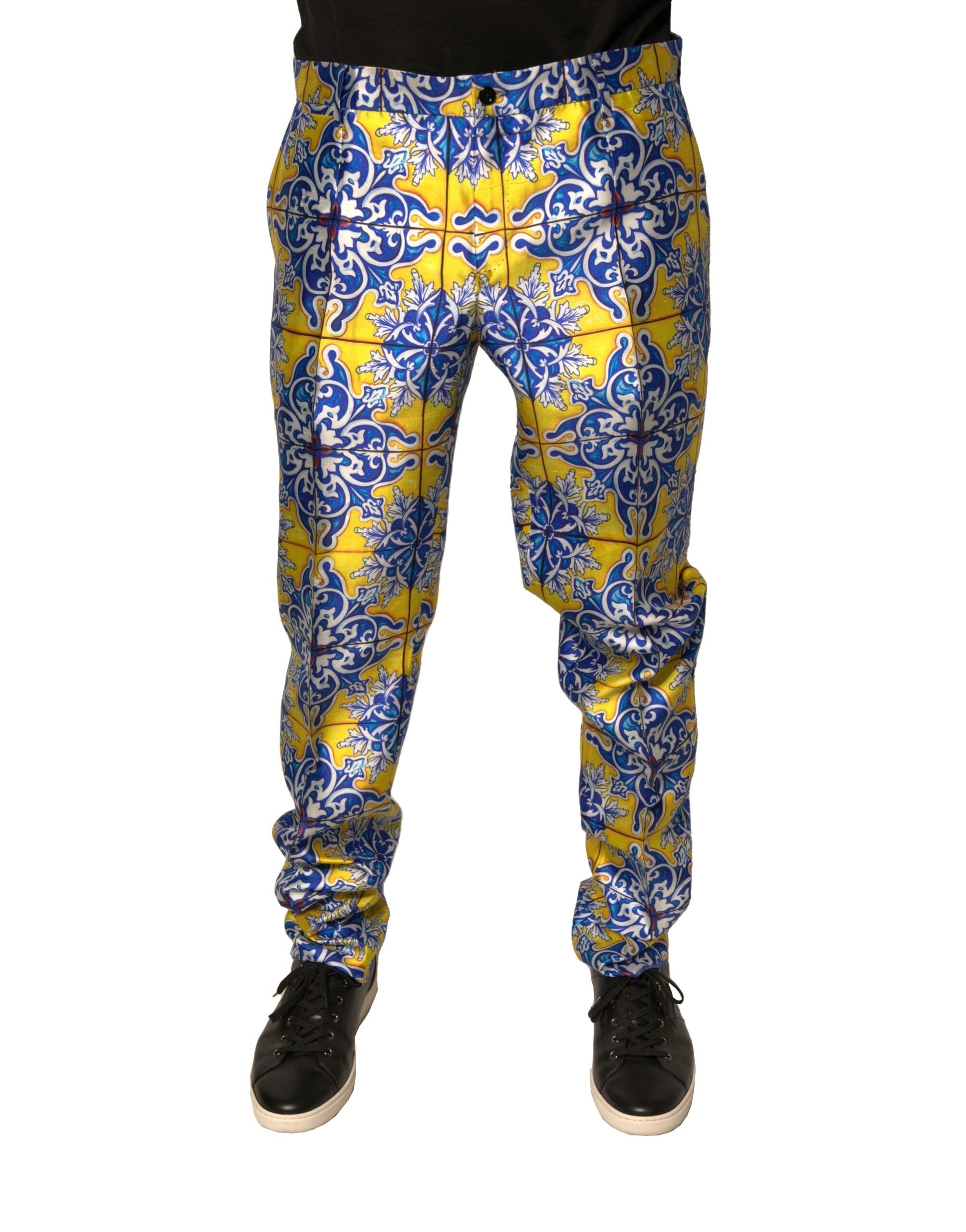 Dolce & Gabbana Multicolor MajolicaSilk Skinny Pants LUNESCAPE
