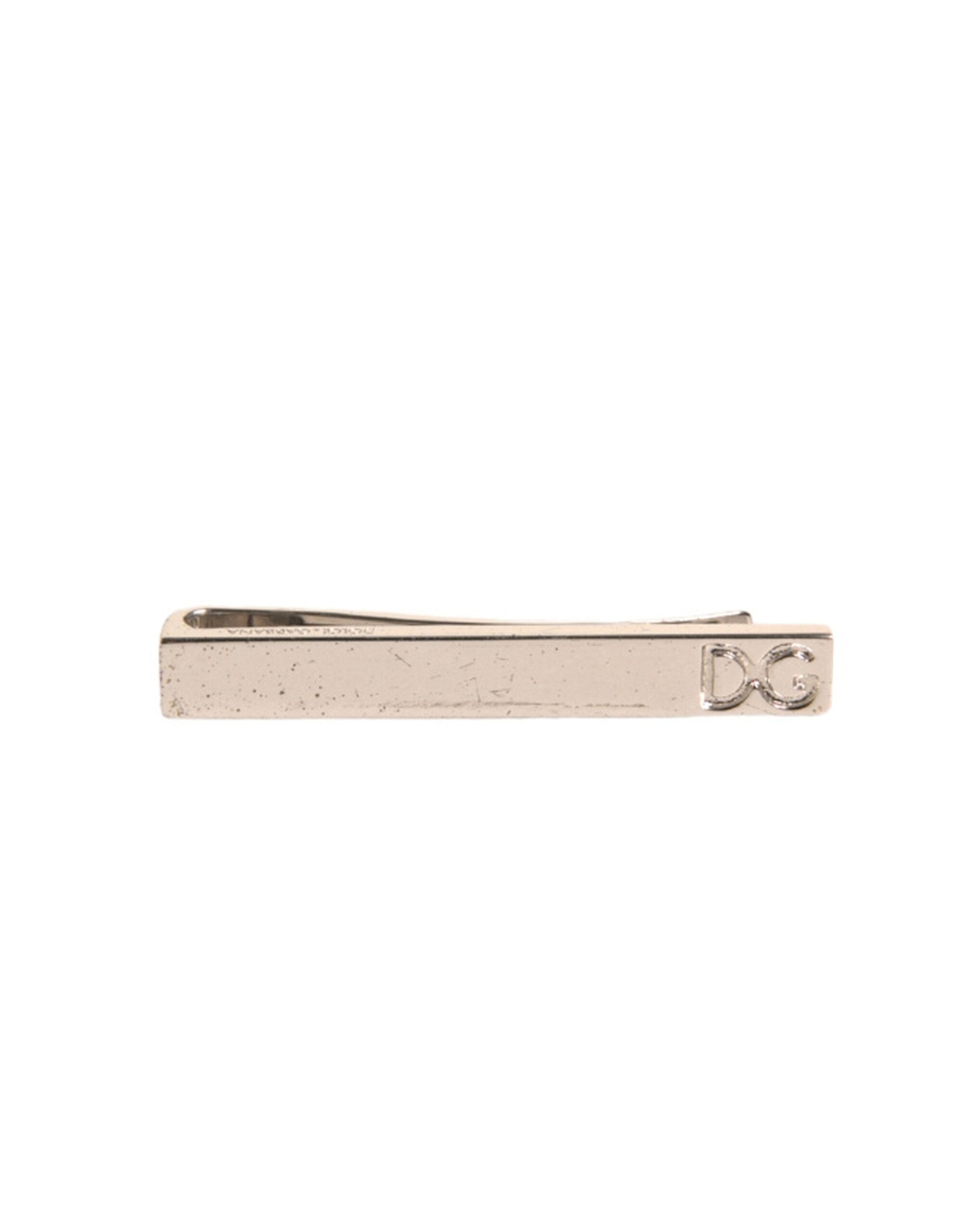Dolce & Gabbana Silver Tone Brass Logo Branded Tie Clip Bar LUNESCAPE