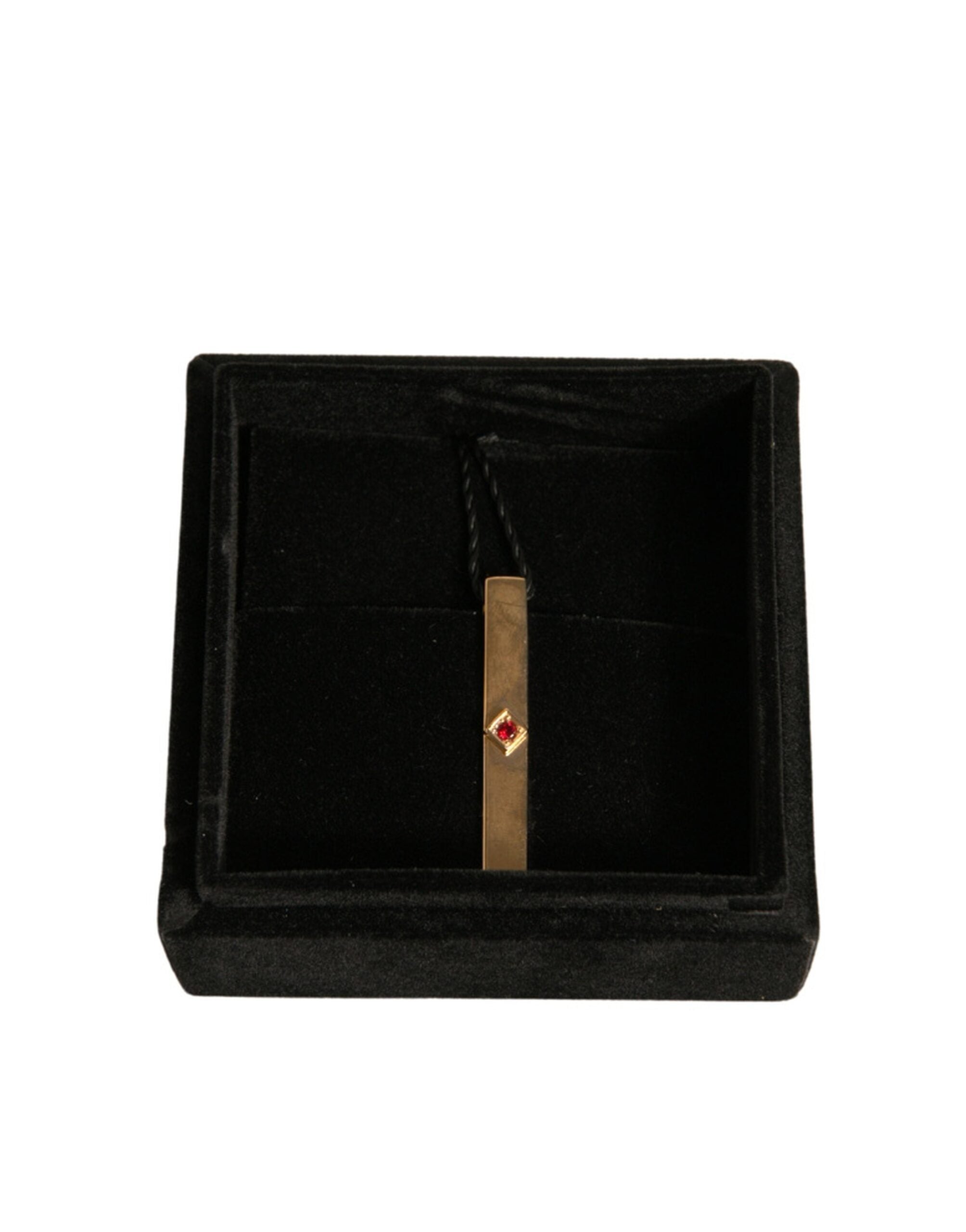 Dolce & Gabbana Gold Tone Brass Crystal Branded Tie Clip Bar
