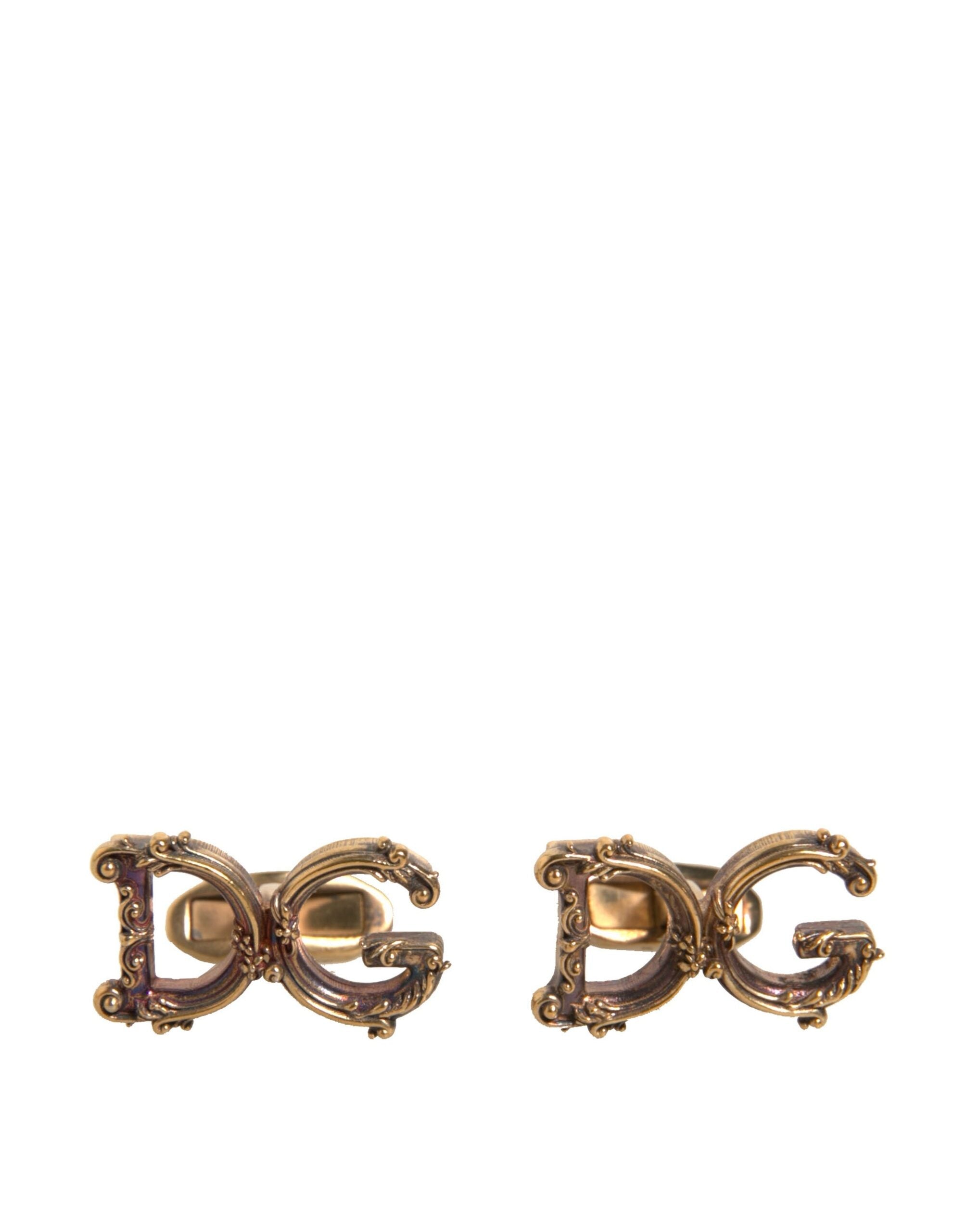 Dolce & Gabbana Gold Tone 925 Sterling Silver DG Logo Cufflink LUNESCAPE