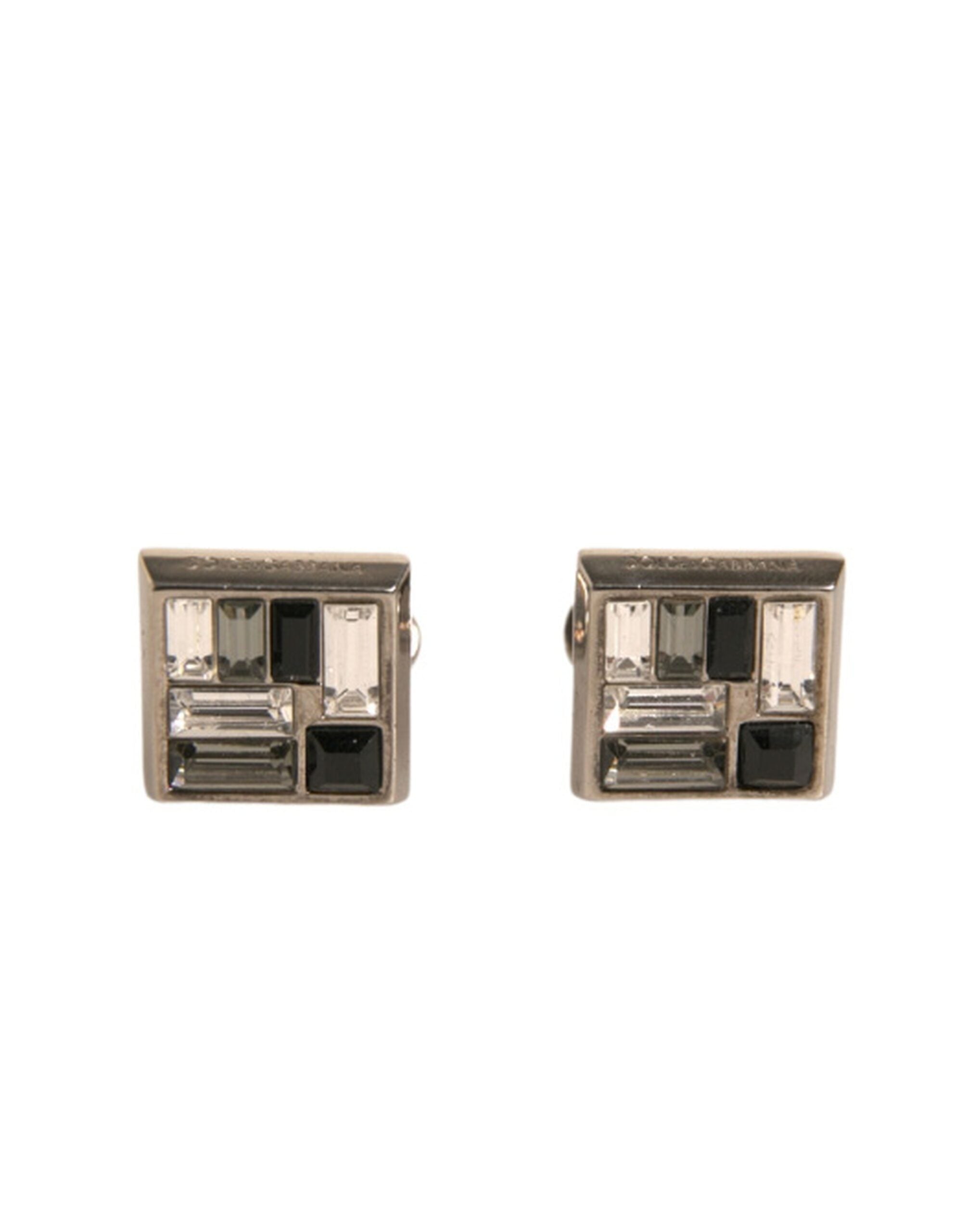 Dolce & Gabbana Silver Plated Brass Pin Crystal Cufflinks LUNESCAPE