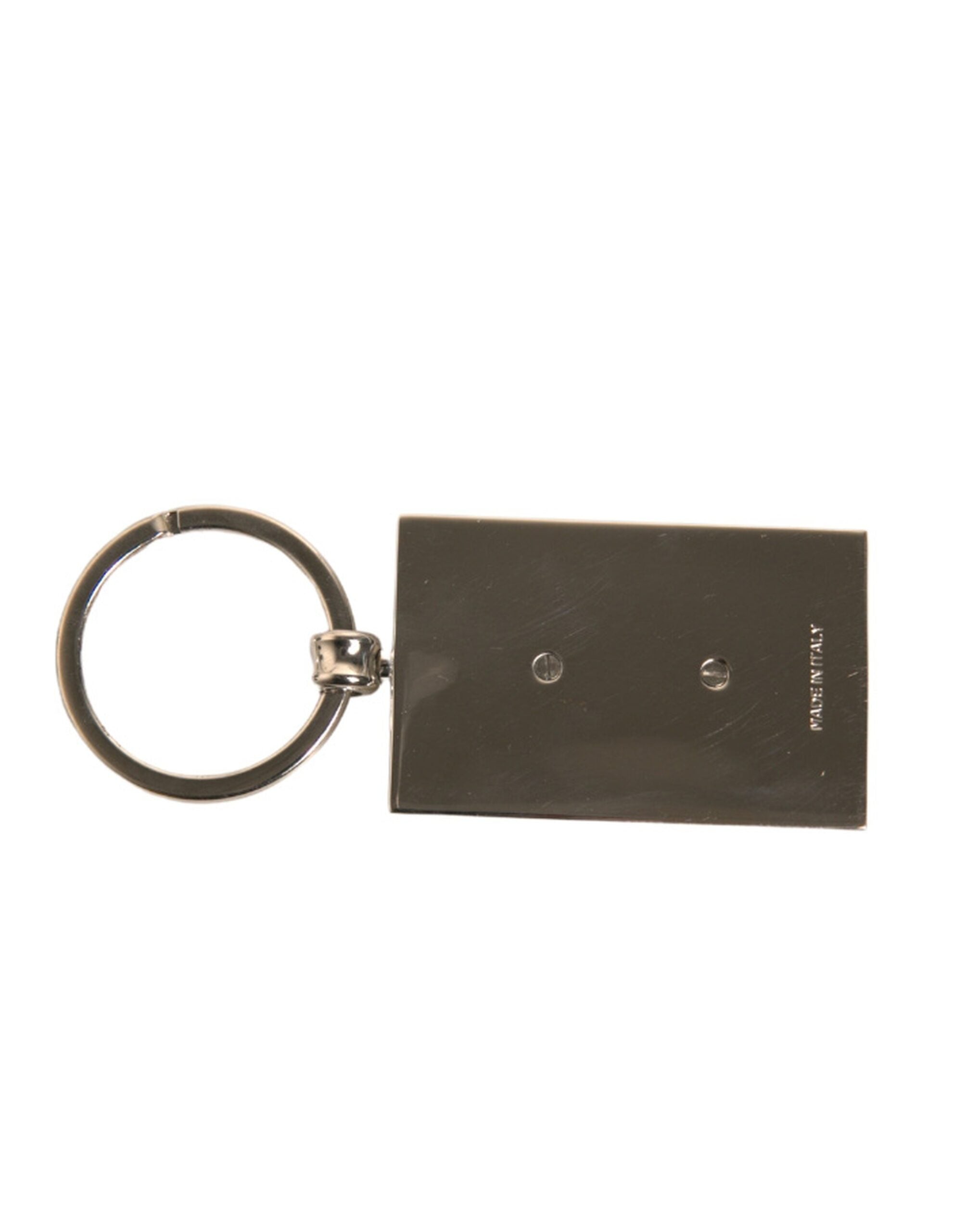 Dolce & Gabbana Black Leather Logo Metal Ring Keychain Keyring LUNESCAPE