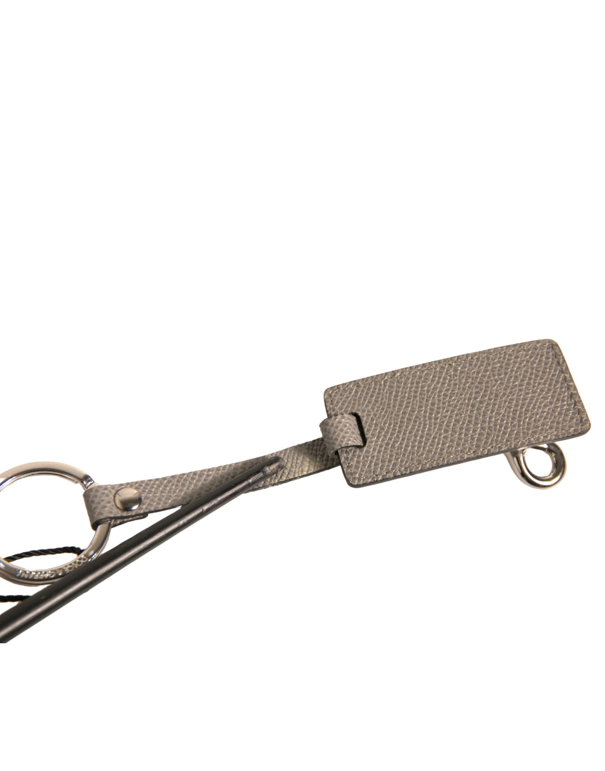 Dolce & Gabbana Beige DG Logo Leather Gold Metal Men Keychain Keyring LUNESCAPE