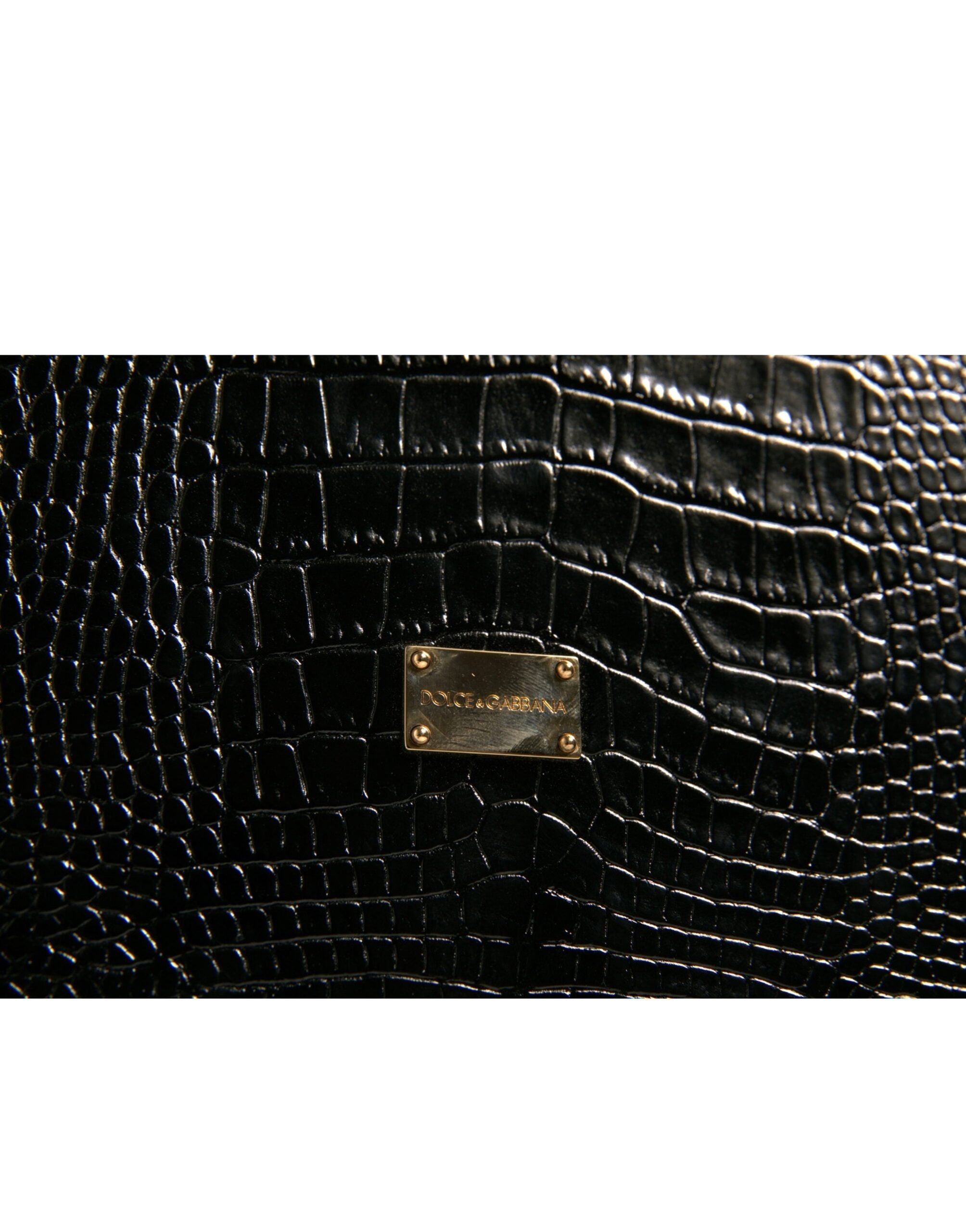 Dolce & Gabbana Elegant Black Leather Logo Plaque Holder Catalogue Case LUNESCAPE