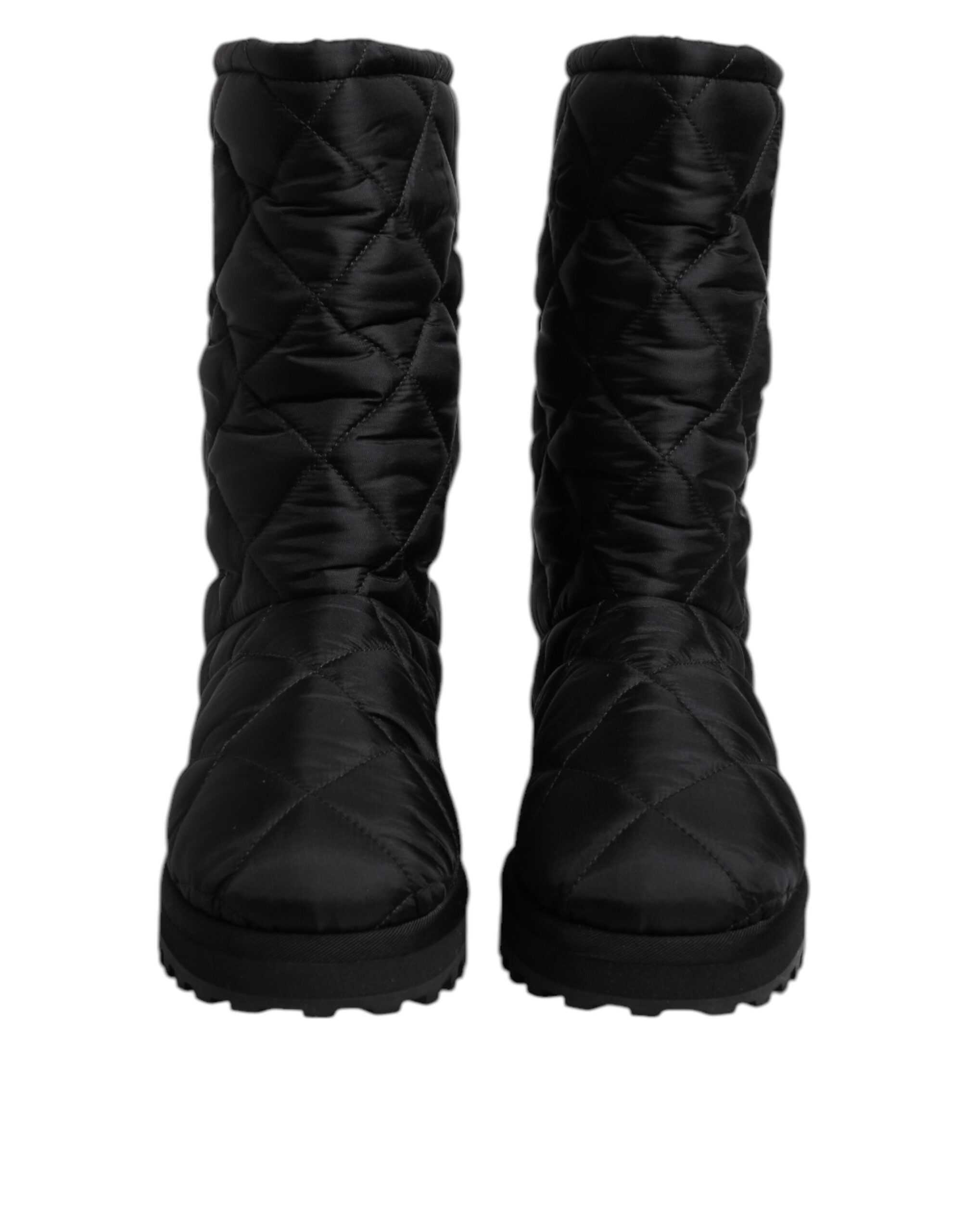 Dolce & Gabbana Black Polyester Padded Mid Calf Boots Winter Shoes LUNESCAPE