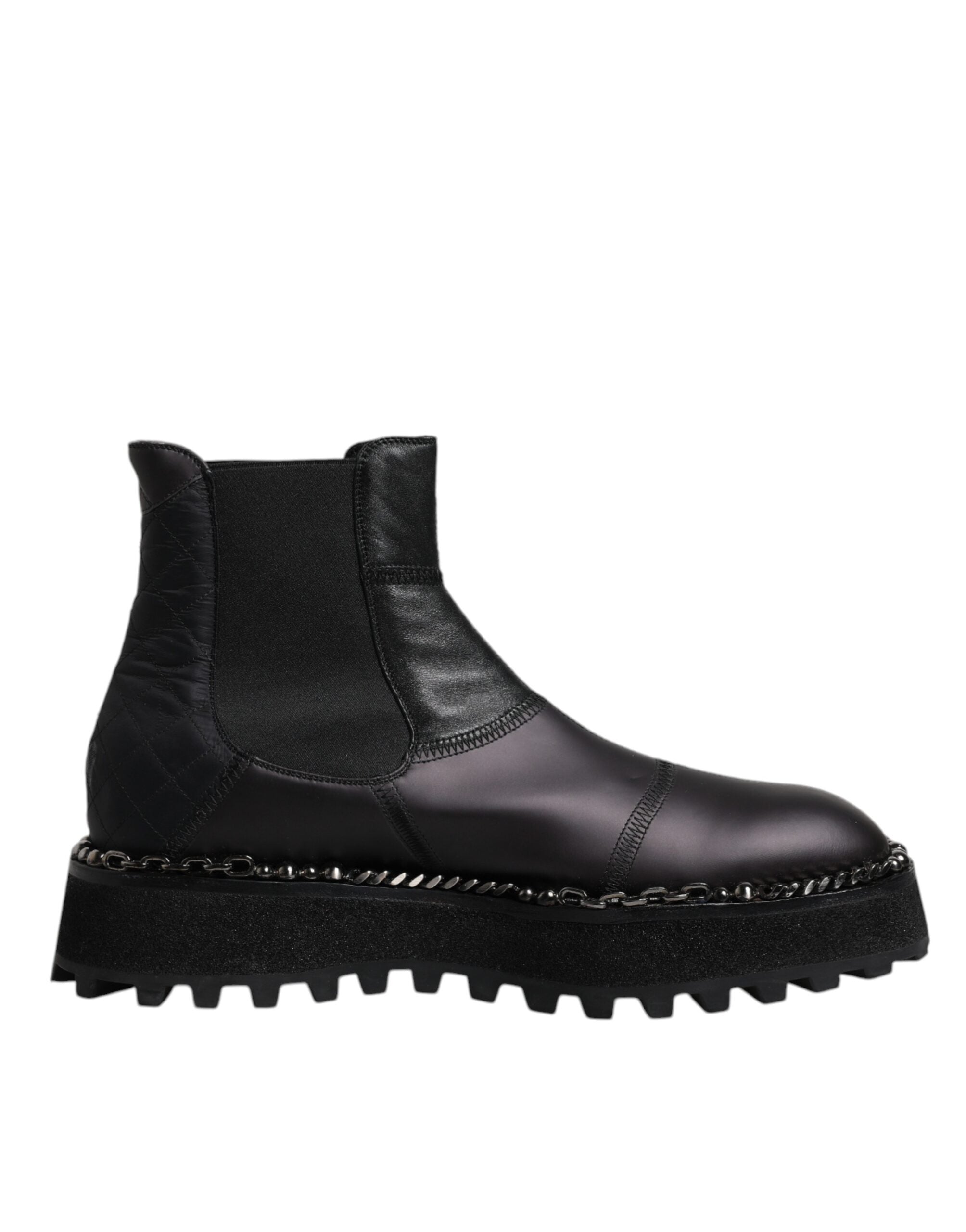 Dolce & Gabbana Black Chelsea Boots Leather Slip On Shoes LUNESCAPE