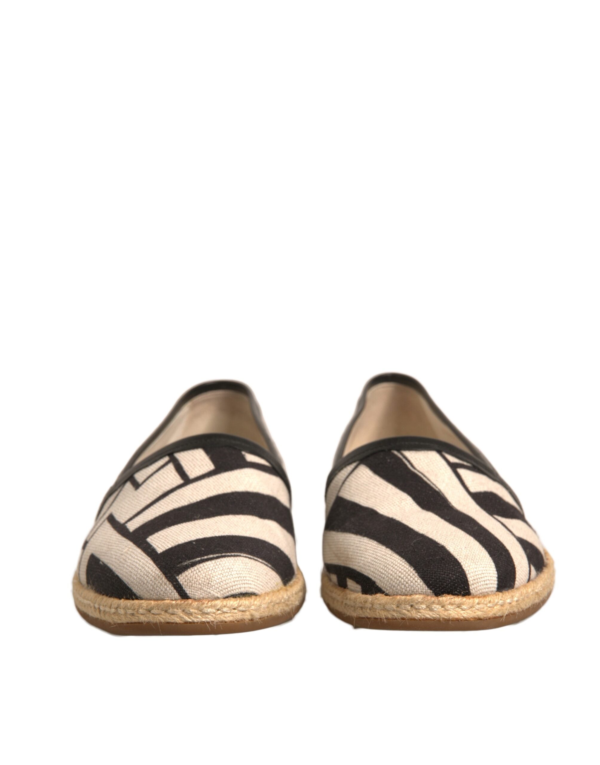 Dolce & Gabbana Black White Stripes Slip On Espadrille Shoes LUNESCAPE
