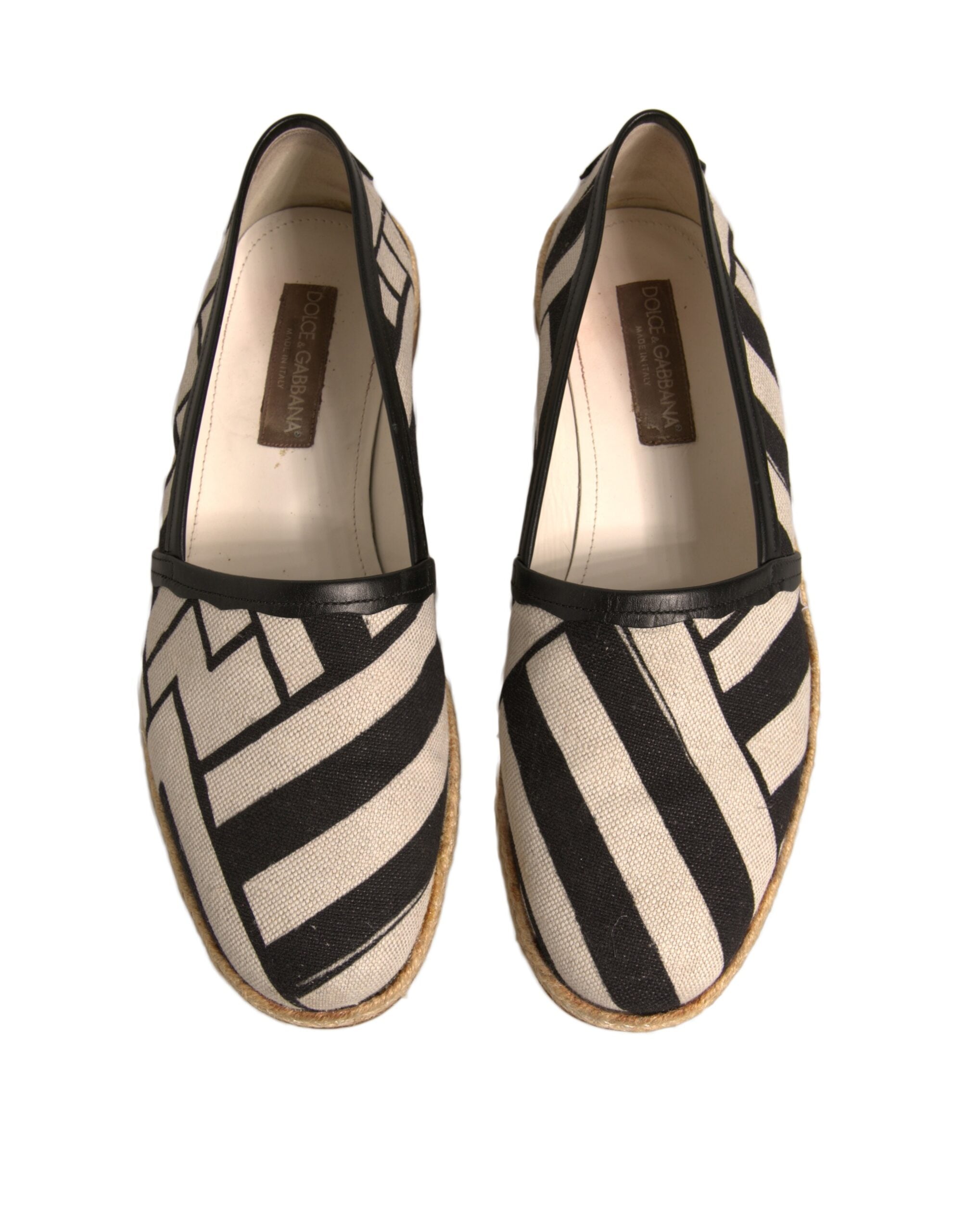 Dolce & Gabbana Black White Stripes Slip On Espadrille Shoes LUNESCAPE