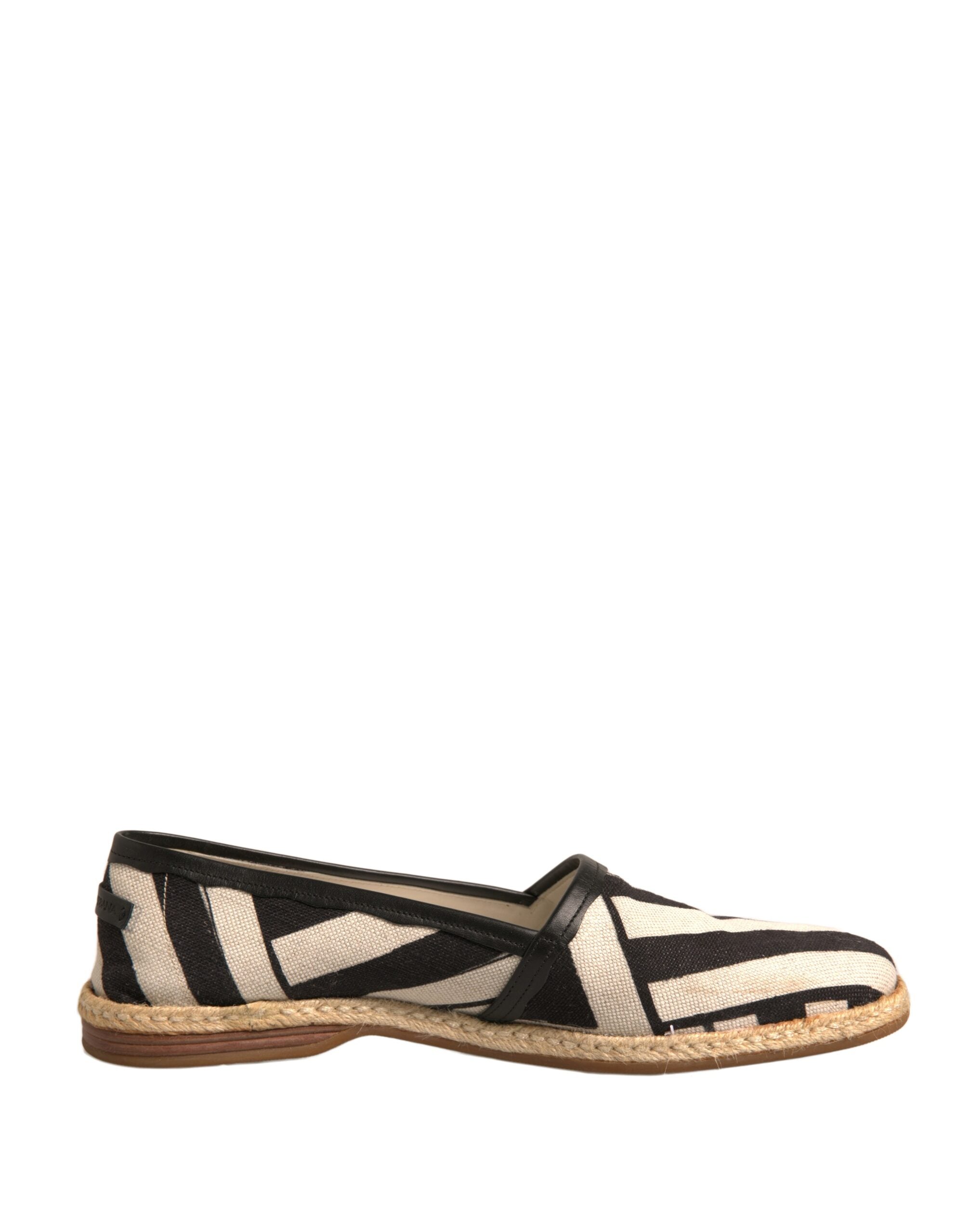 Dolce & Gabbana Black White Stripes Slip On Espadrille Shoes LUNESCAPE