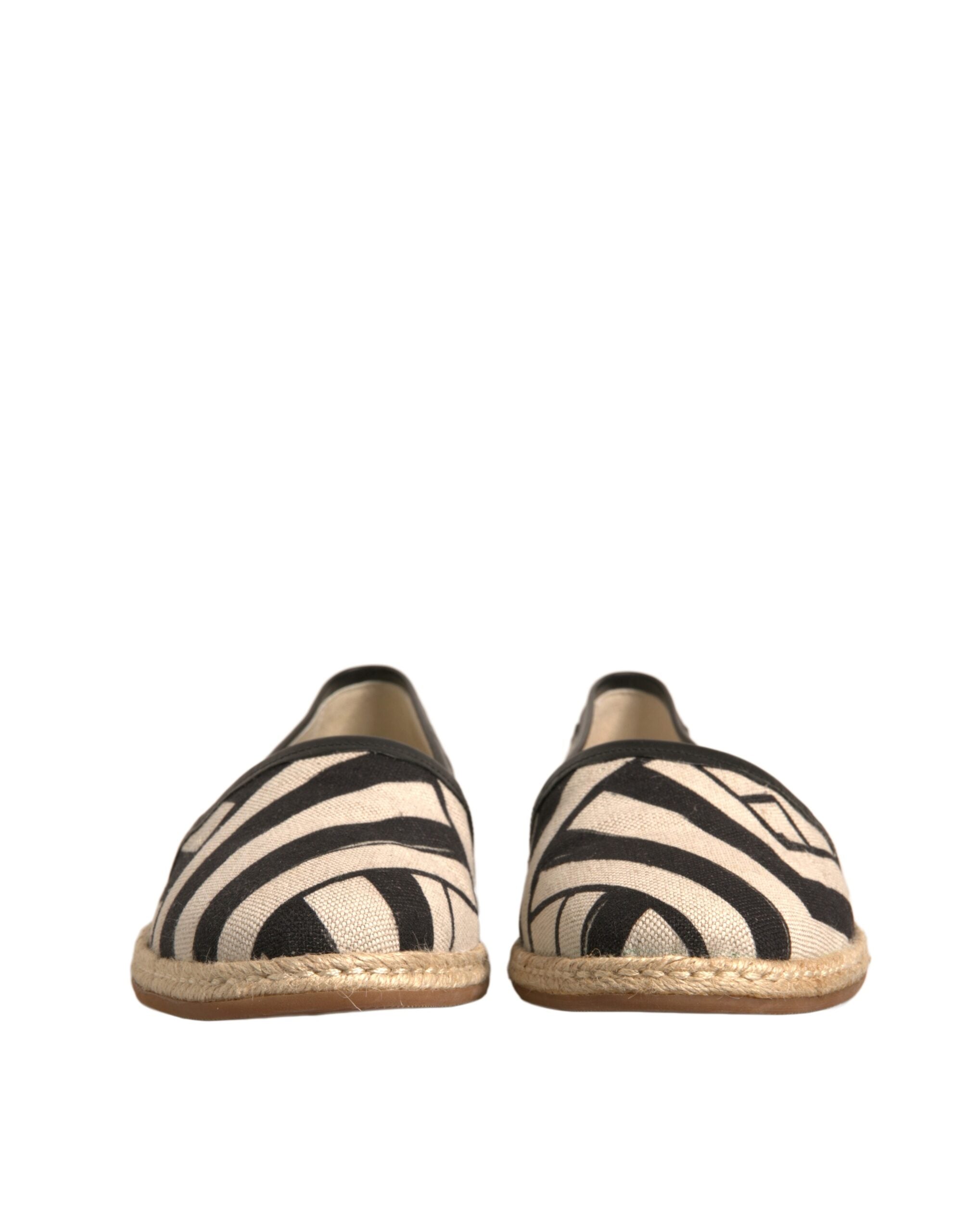 Dolce & Gabbana Black White Stripes Slip On Espadrille Shoes LUNESCAPE