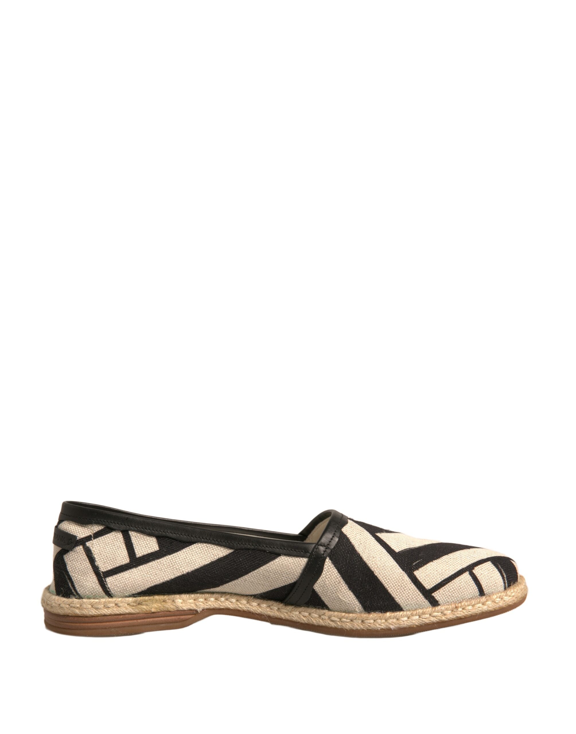 Dolce & Gabbana Black White Stripes Slip On Espadrille Shoes LUNESCAPE