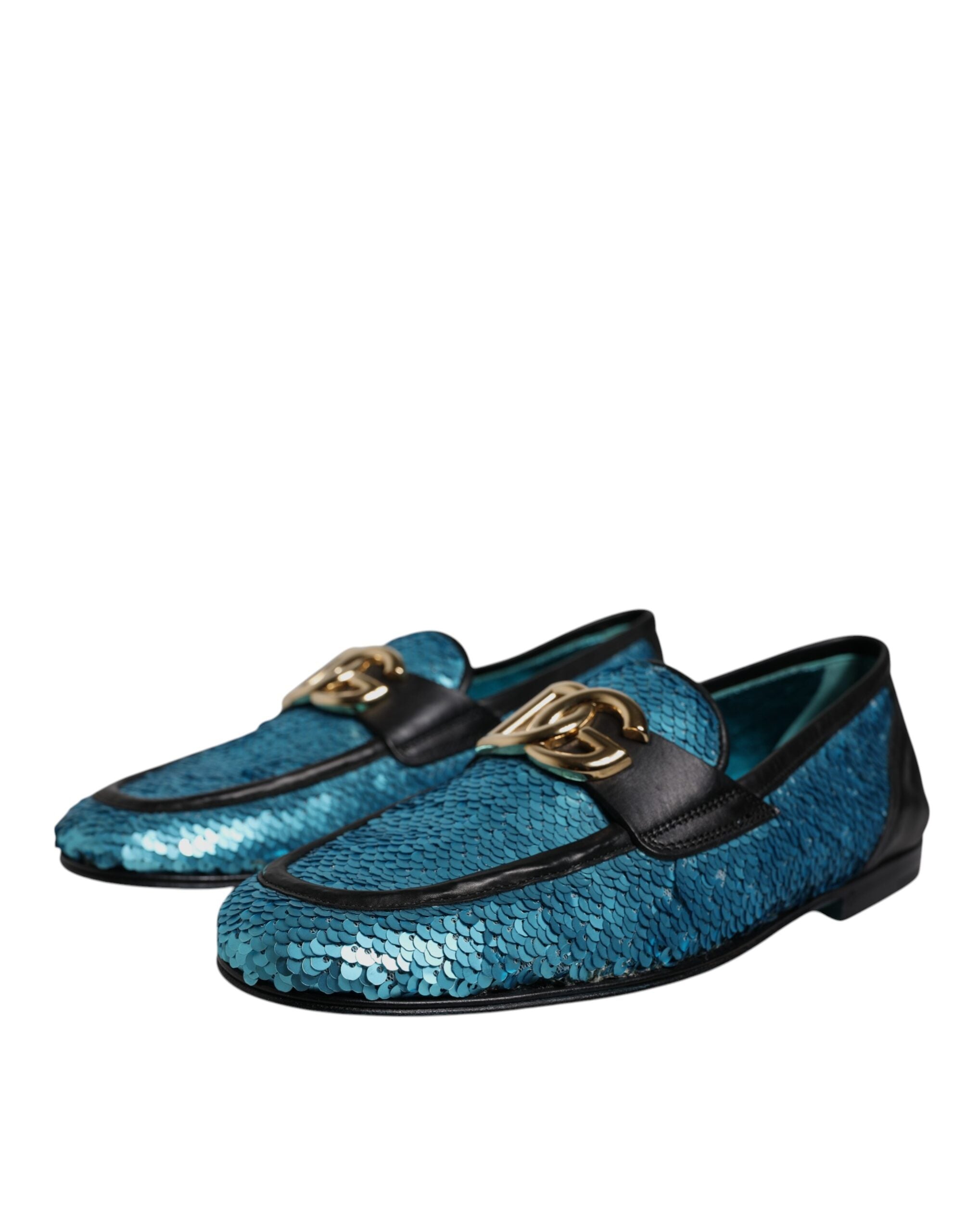 Dolce & Gabbana Blue Sequined Loafers Formal Dress Shoes LUNESCAPE