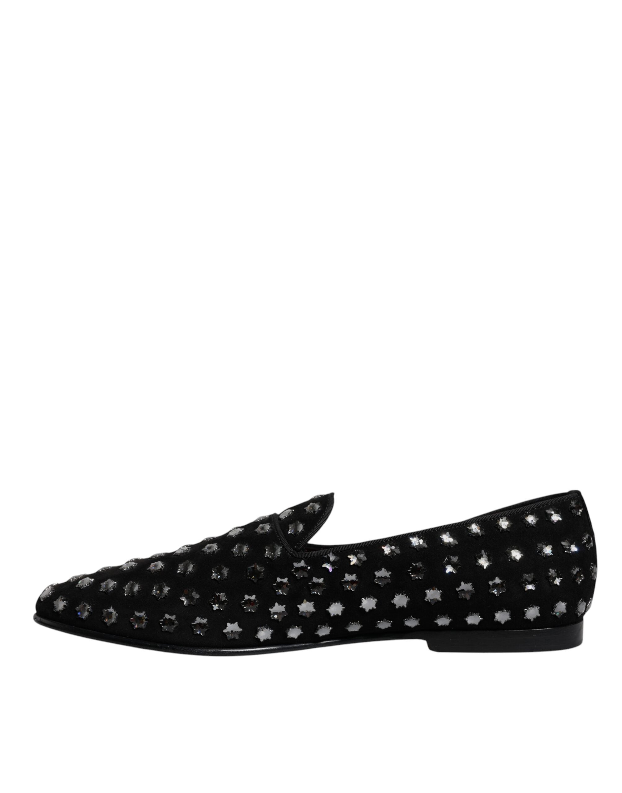 Dolce & Gabbana Black Crystal Embellished Loafers Dress Shoes LUNESCAPE