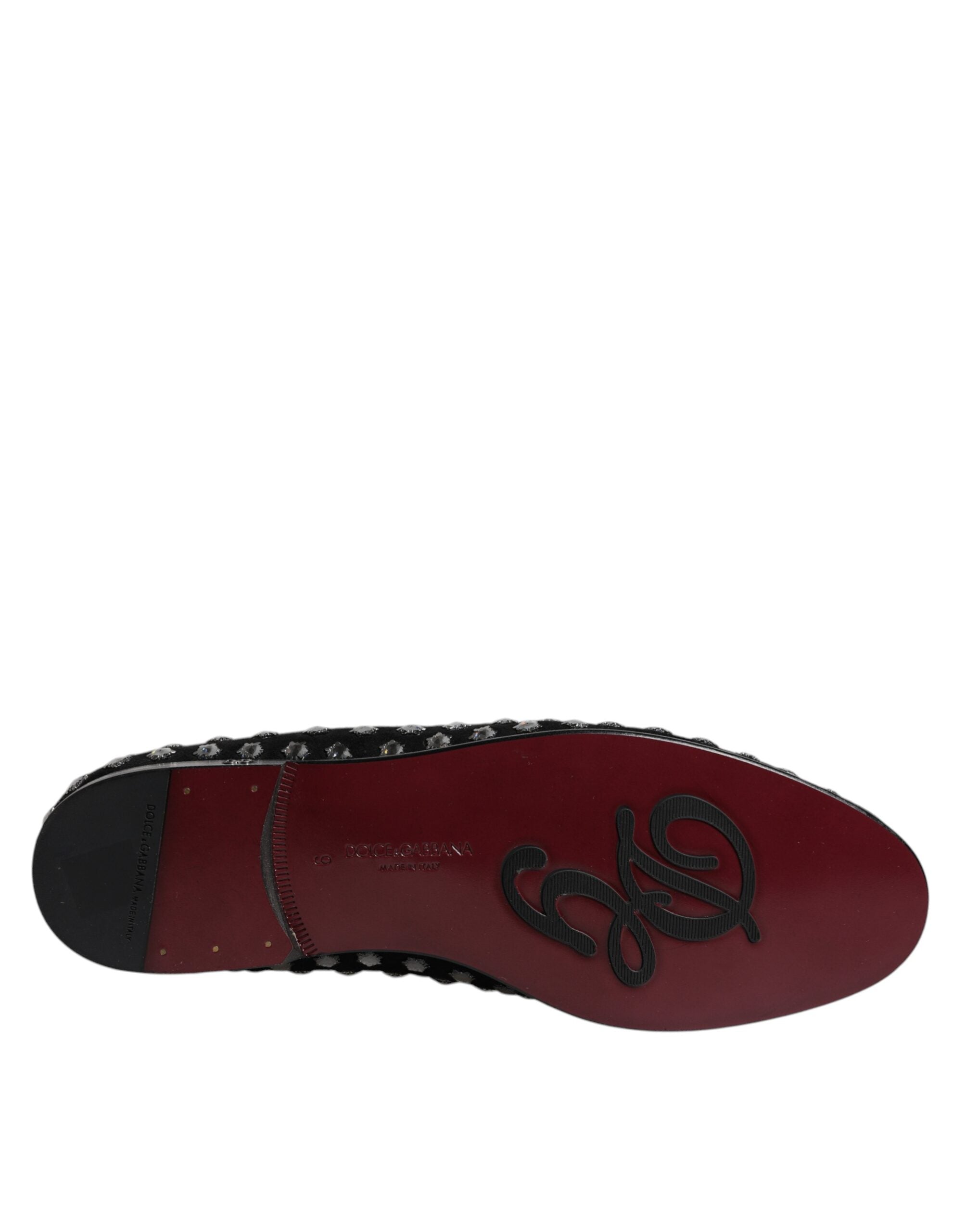 Dolce & Gabbana Black Crystal Embellished Loafers Dress Shoes LUNESCAPE