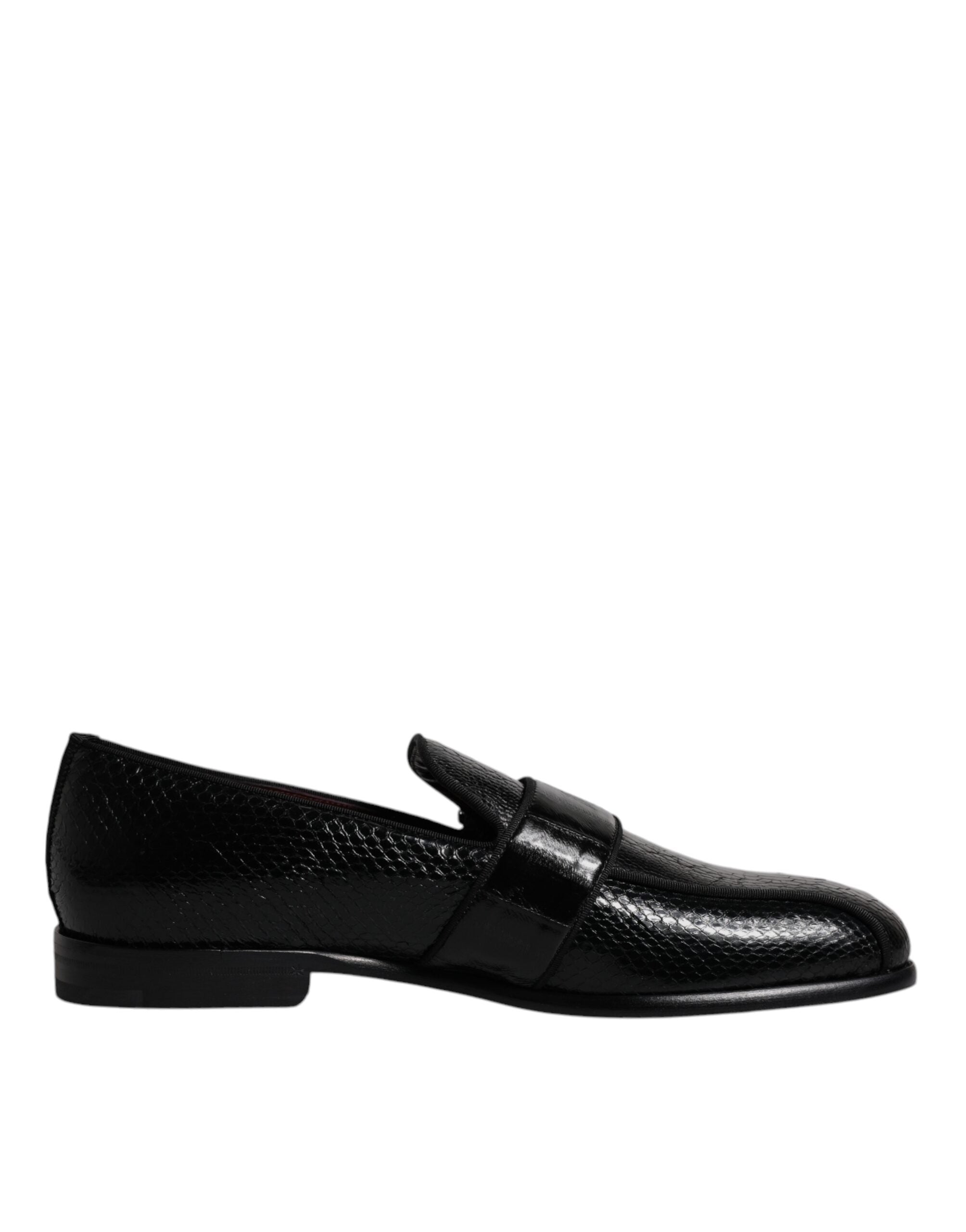 Dolce & Gabbana Black Exotic Leather DG Logo Loafers Formal Dress Shoes LUNESCAPE