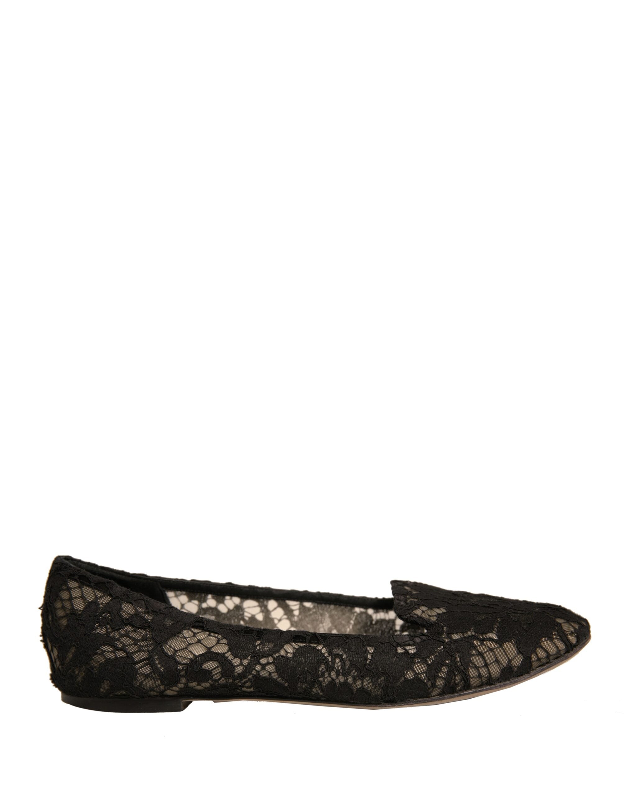Dolce & Gabbana Black Taormina Lace Slip On Flats Shoes LUNESCAPE