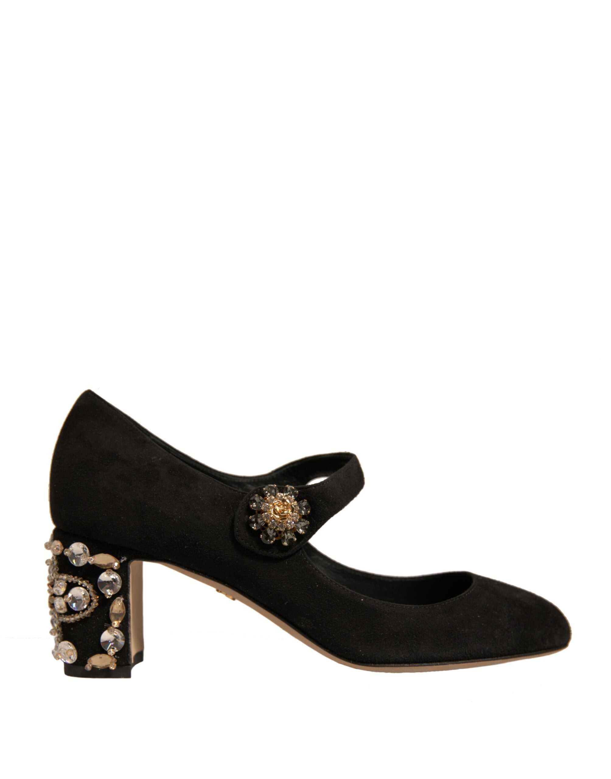 Dolce & Gabbana Black Suede Jewelled Mary Jane Pumps LUNESCAPE