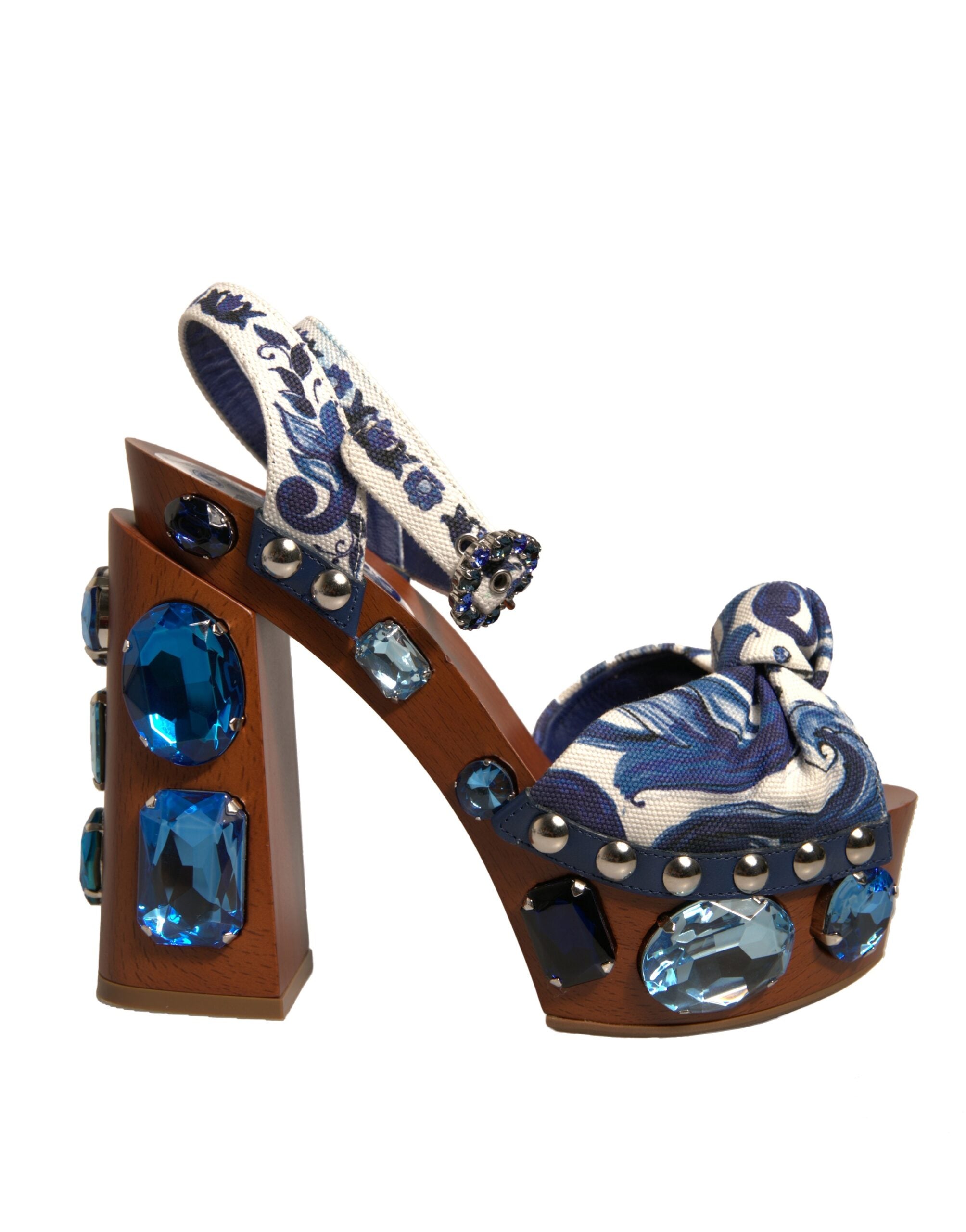Dolce & Gabbana Multicolor Majolica Embellished Block Heel Platform Sandal LUNESCAPE