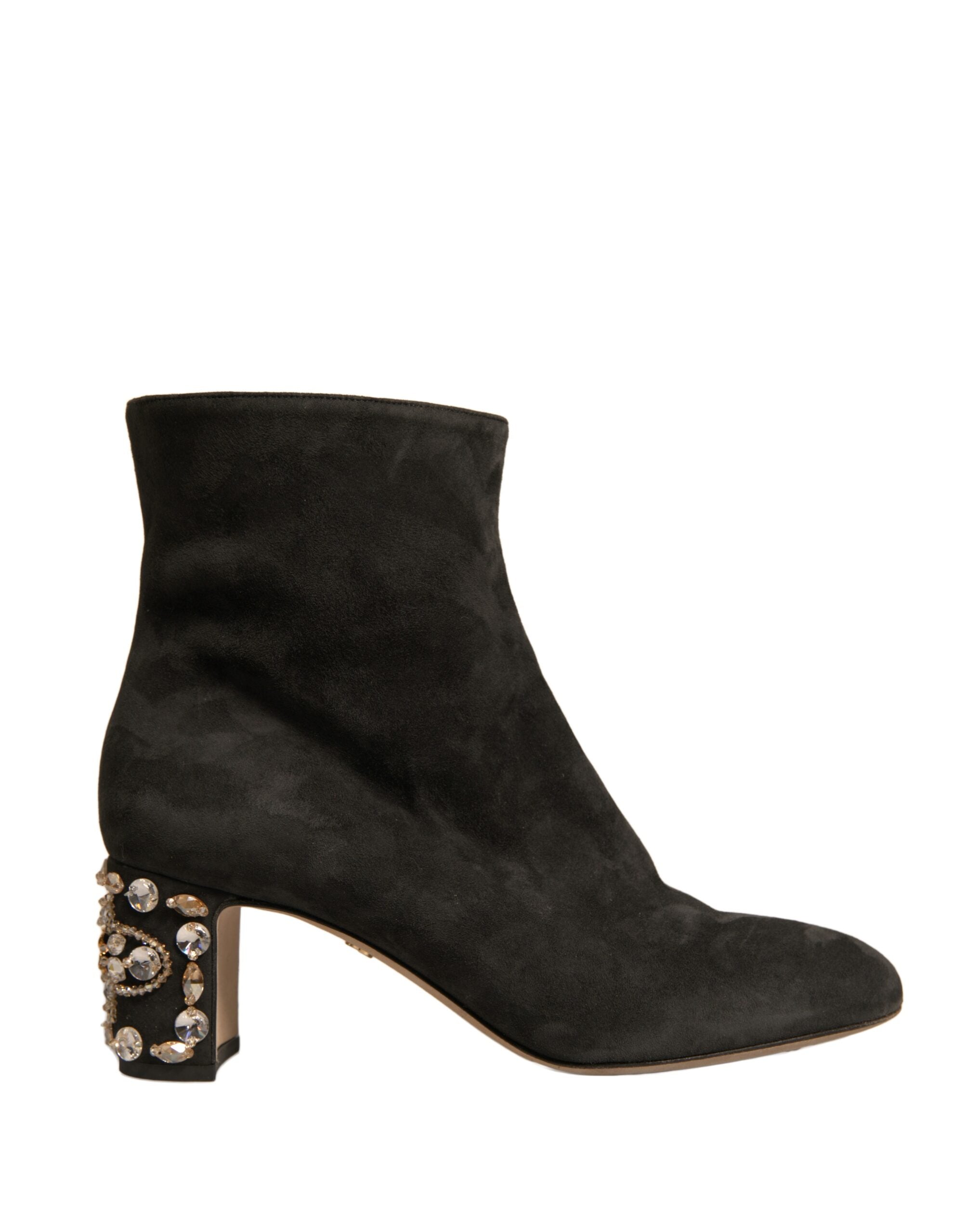 Dolce & Gabbana Black Embellished Heel Block Heel Ankle Boot LUNESCAPE