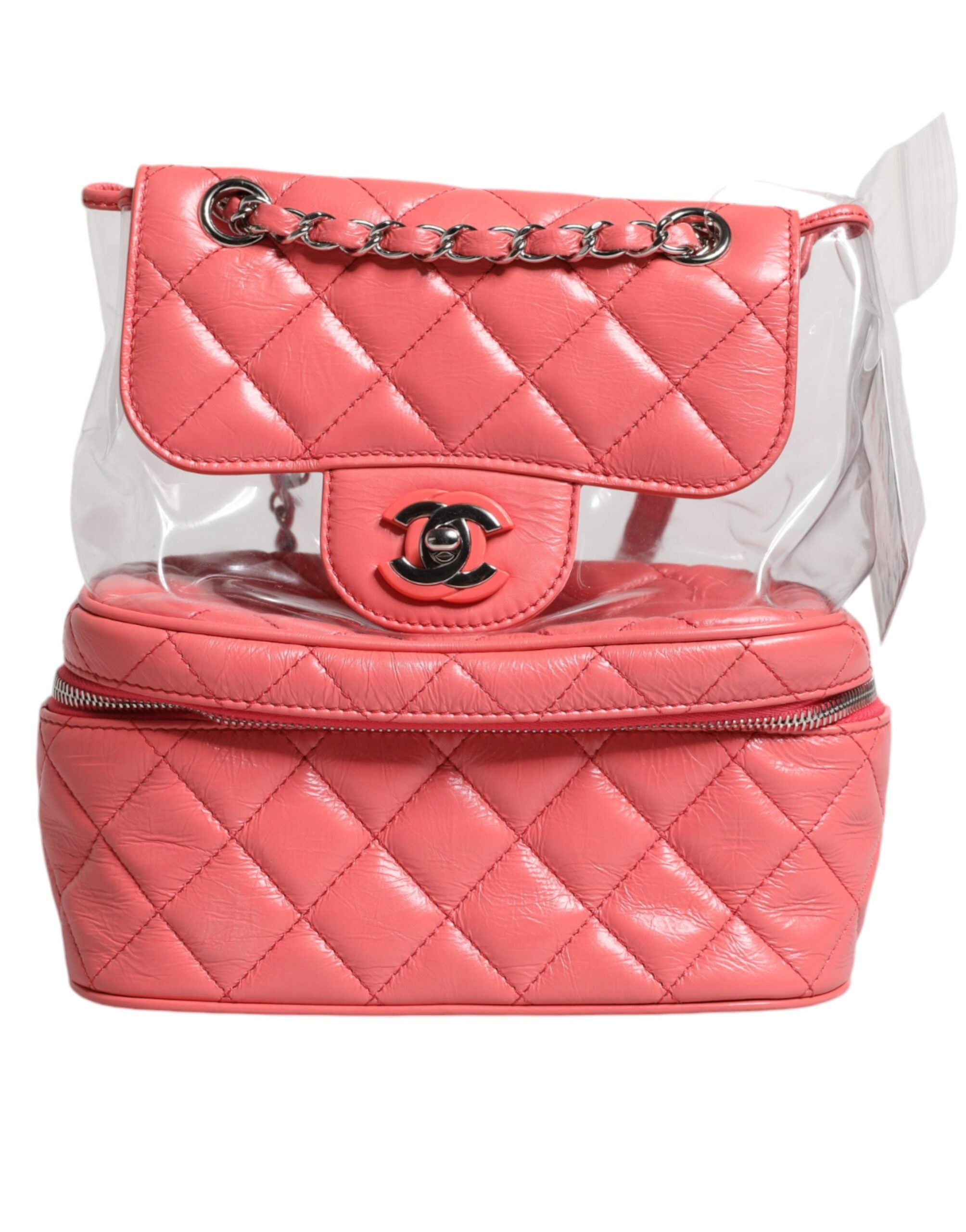 Chanel Pink Vinyl Leather Backpack Purse Bag LUNESCAPE