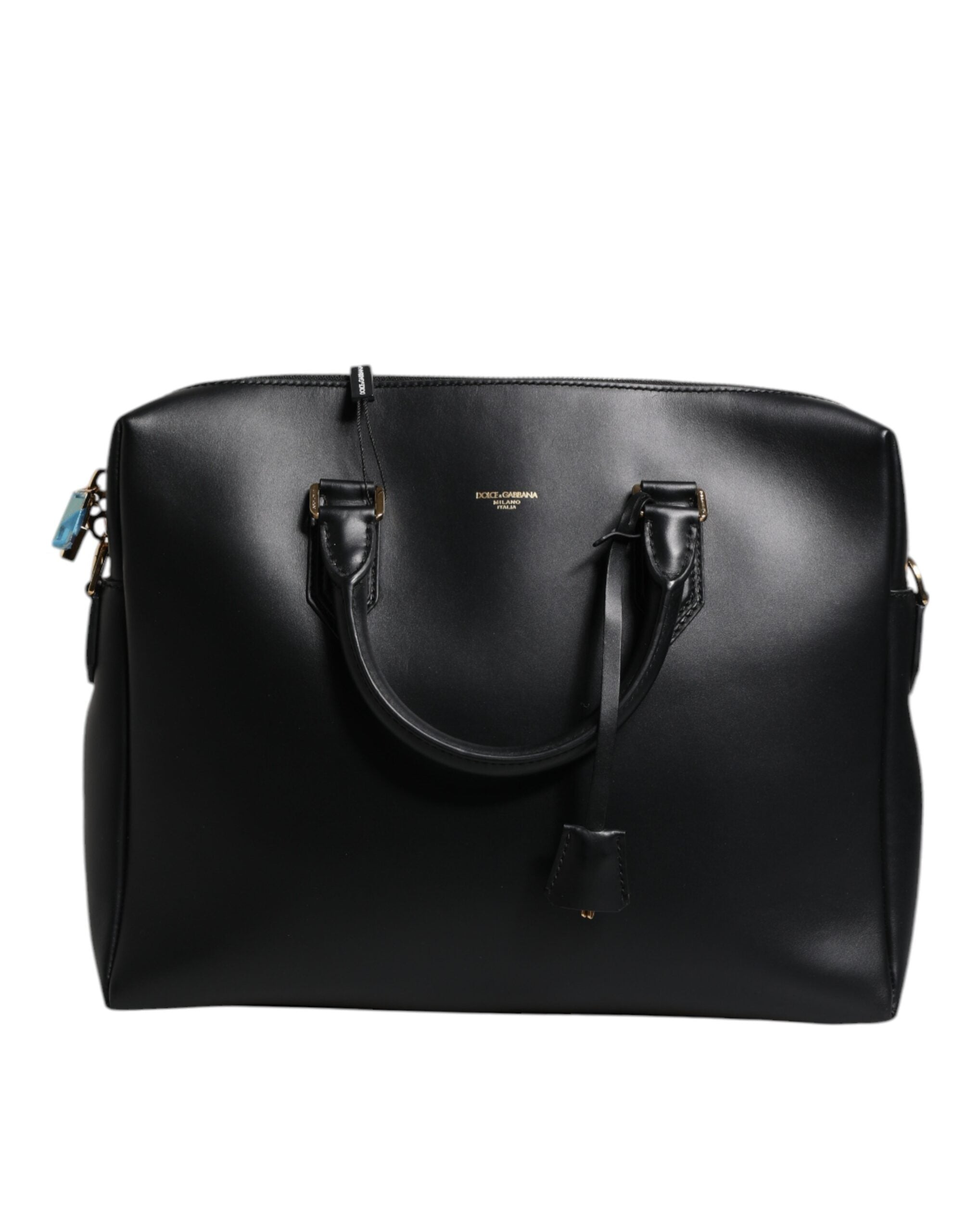 Dolce & Gabbana Black Smooth Leather Logo Printed Monreale Briefcase Bag LUNESCAPE