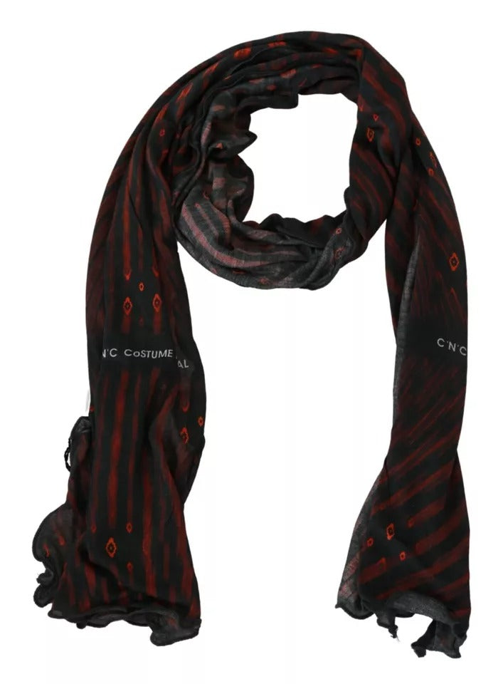 Dolce & Gabbana Black Red Viscose Foulard Branded Scarf