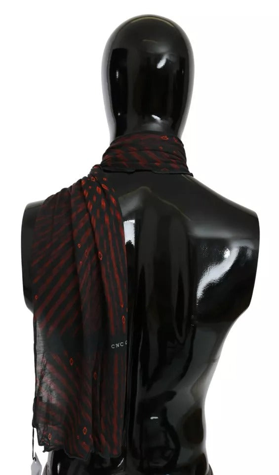 Dolce & Gabbana Black Red Viscose Foulard Branded Scarf