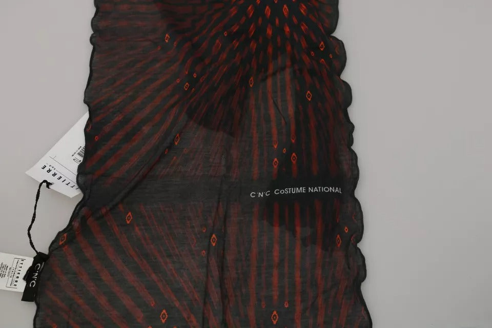 Dolce & Gabbana Black Red Viscose Foulard Branded Scarf