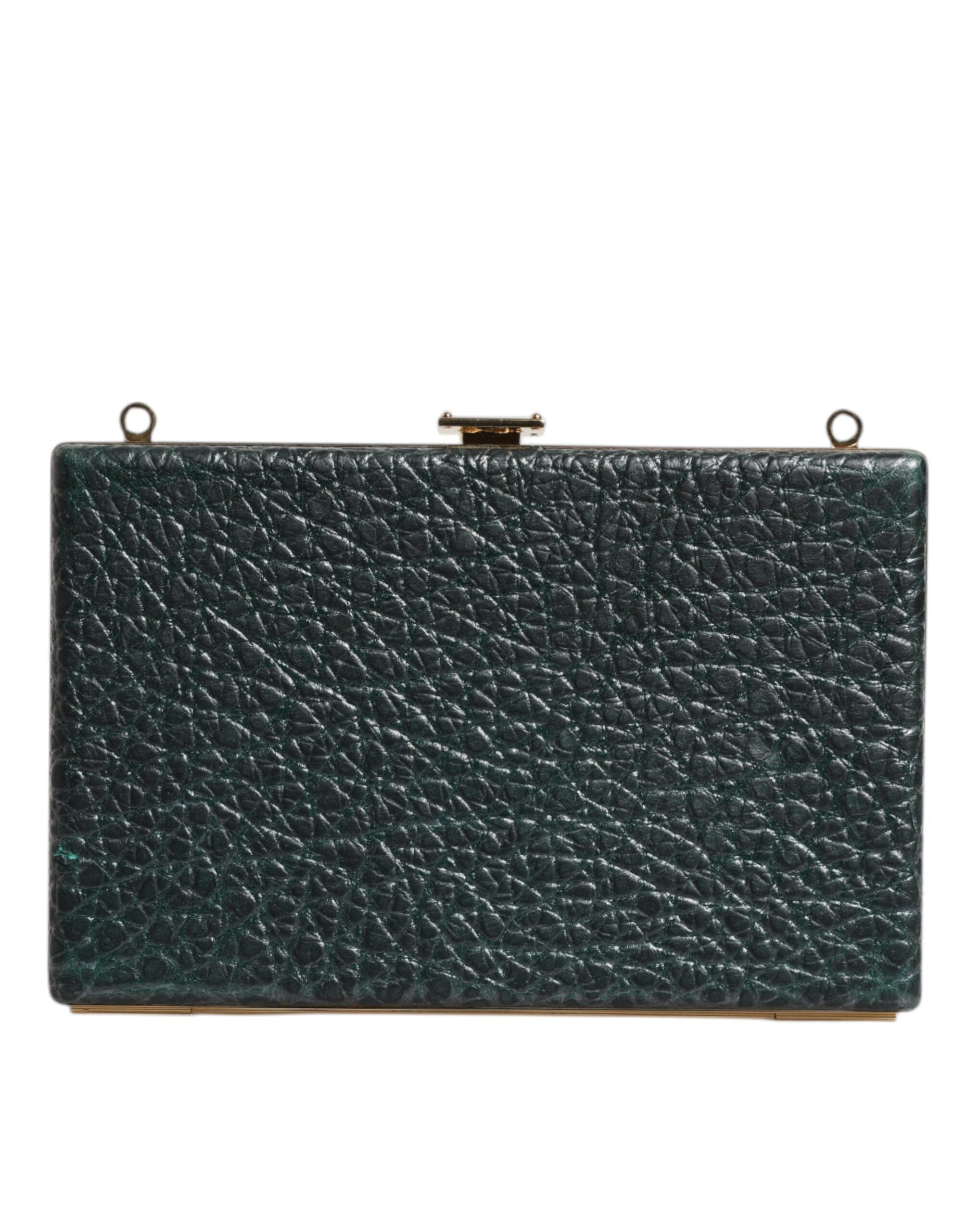 & Gabbana Black Leather Clutch Evening Crossbody Bag LUNESCAPE