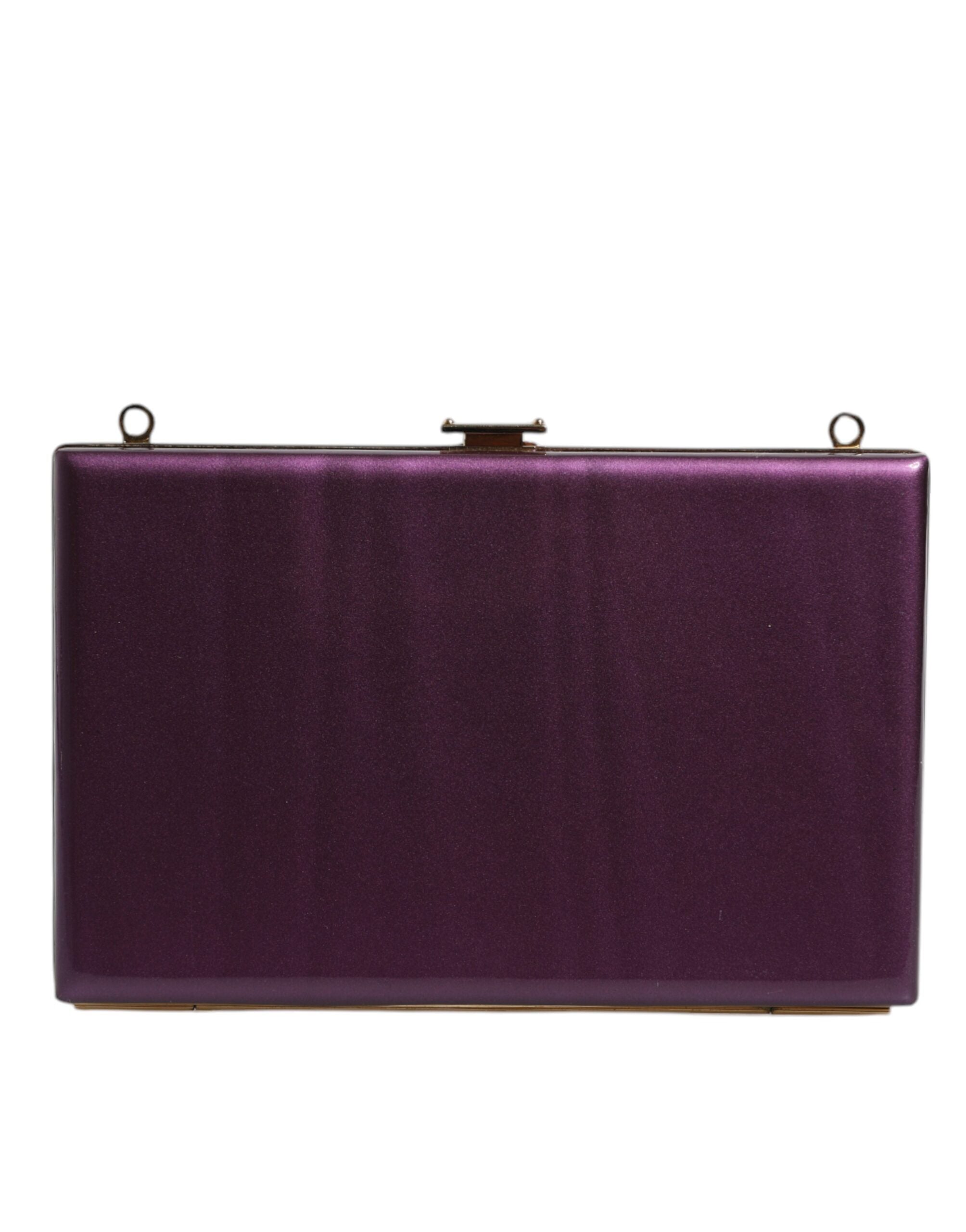 Dolce & Gabbana Purple Leather Clutch Evening Bag LUNESCAPE