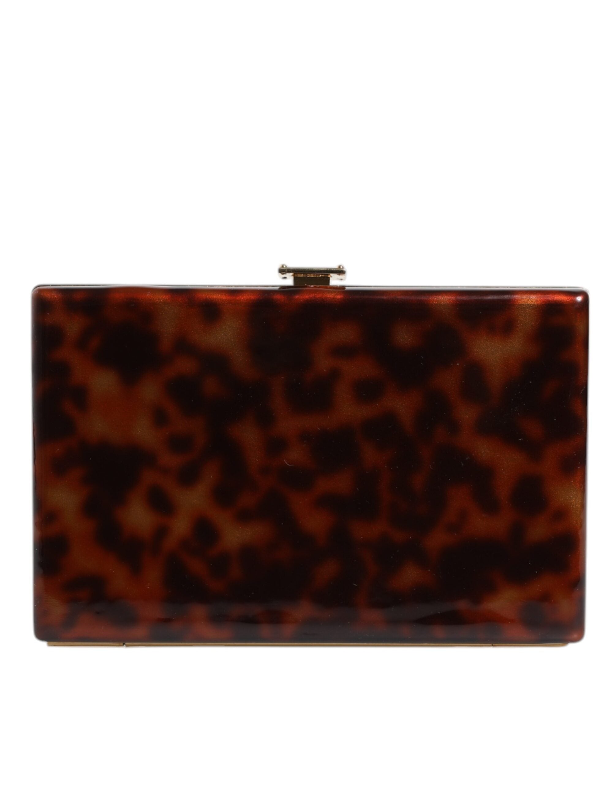 Dolce & Gabbana Brown Leather Clutch Evening Bag LUNESCAPE
