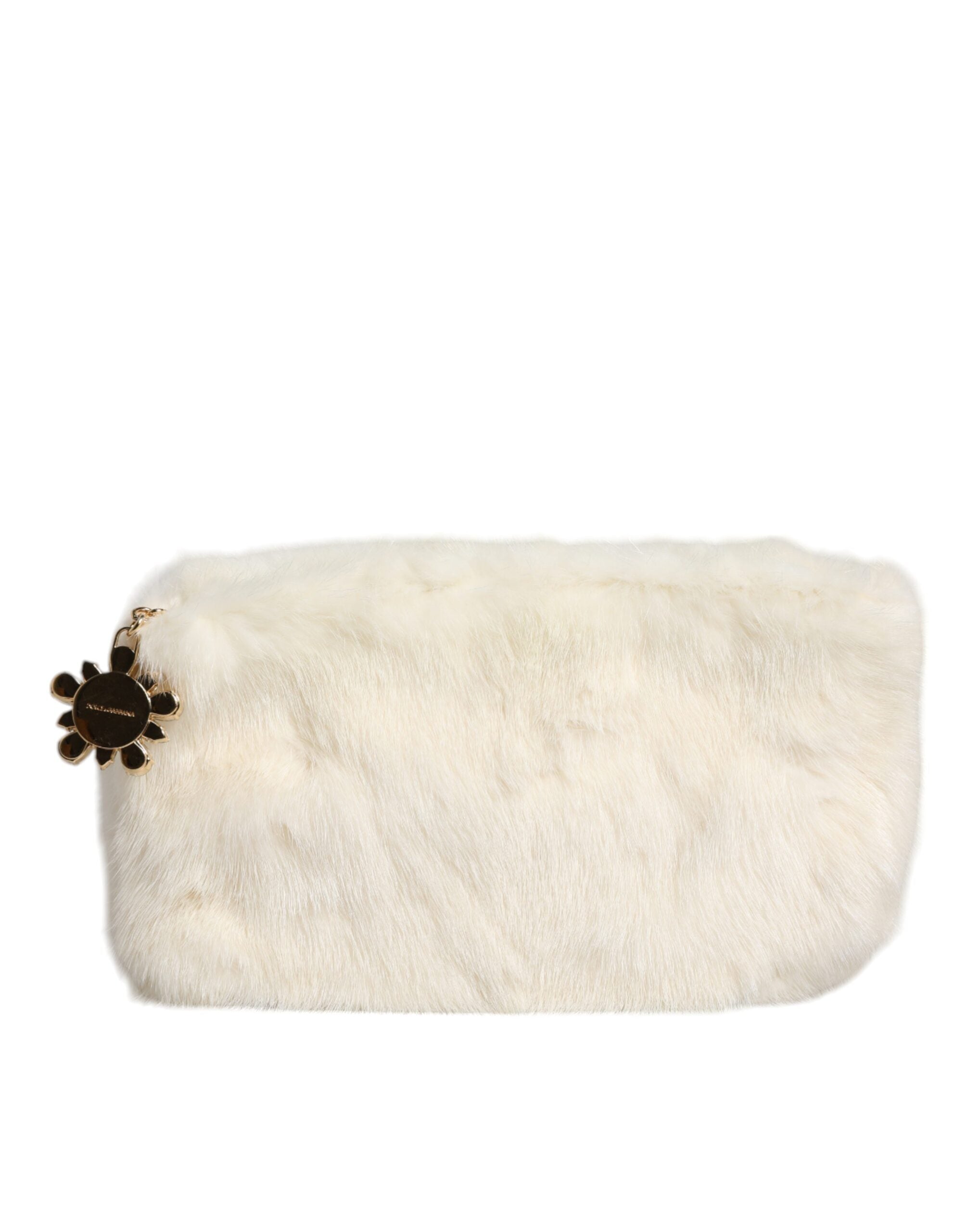 Dolce & Gabbana White Fur Handbag Clutch Purse LUNESCAPE