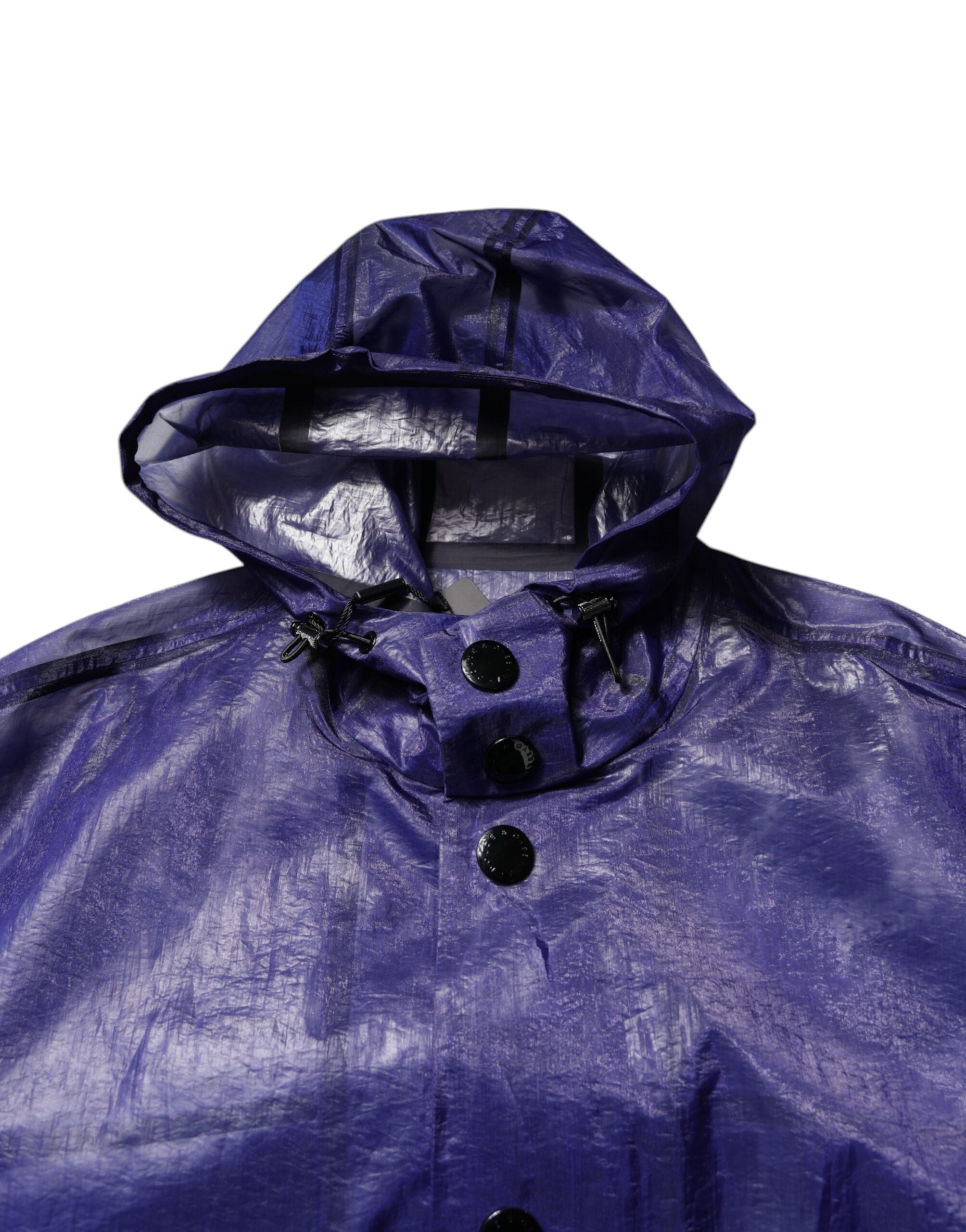 Dolce & Gabbana Dark Blue Cotton Hooded Men Rain Coat