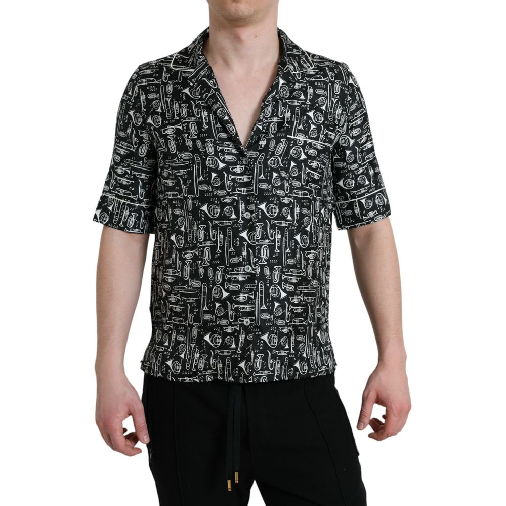 Dolce & Gabbana Black Silk Brass Band Shirt