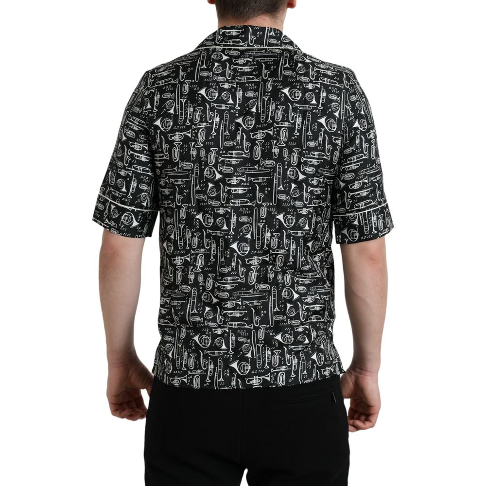 Dolce & Gabbana Black Silk Brass Band Shirt
