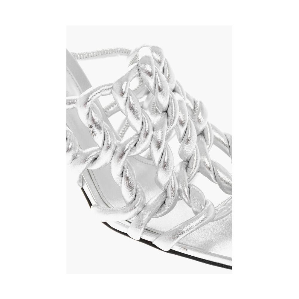 Bottega Veneta Silver Leather Women Sandal LUNESCAPE