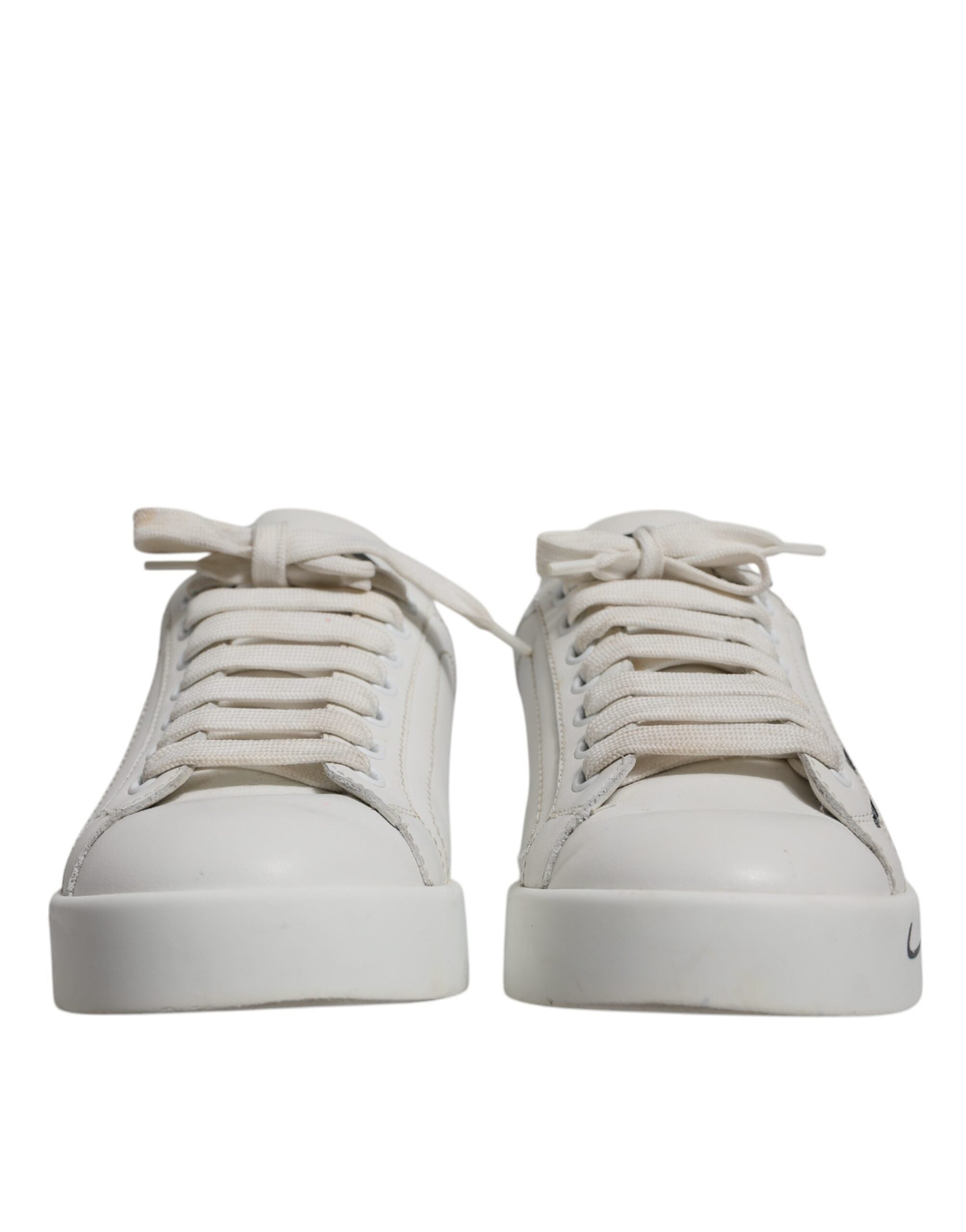 Dolce & Gabbana White Blue Logo Portofino Sneakers Shoes LUNESCAPE