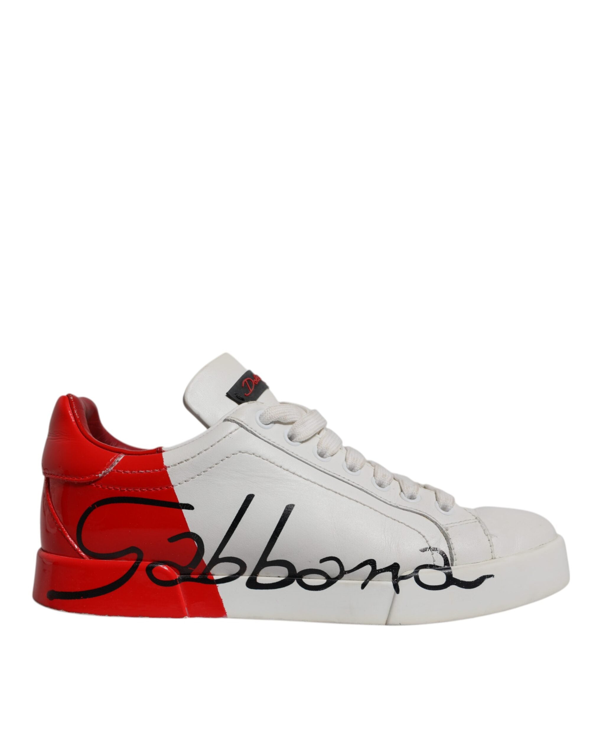 Dolce & Gabbana White Red Logo Portofino Sneakers Shoes LUNESCAPE