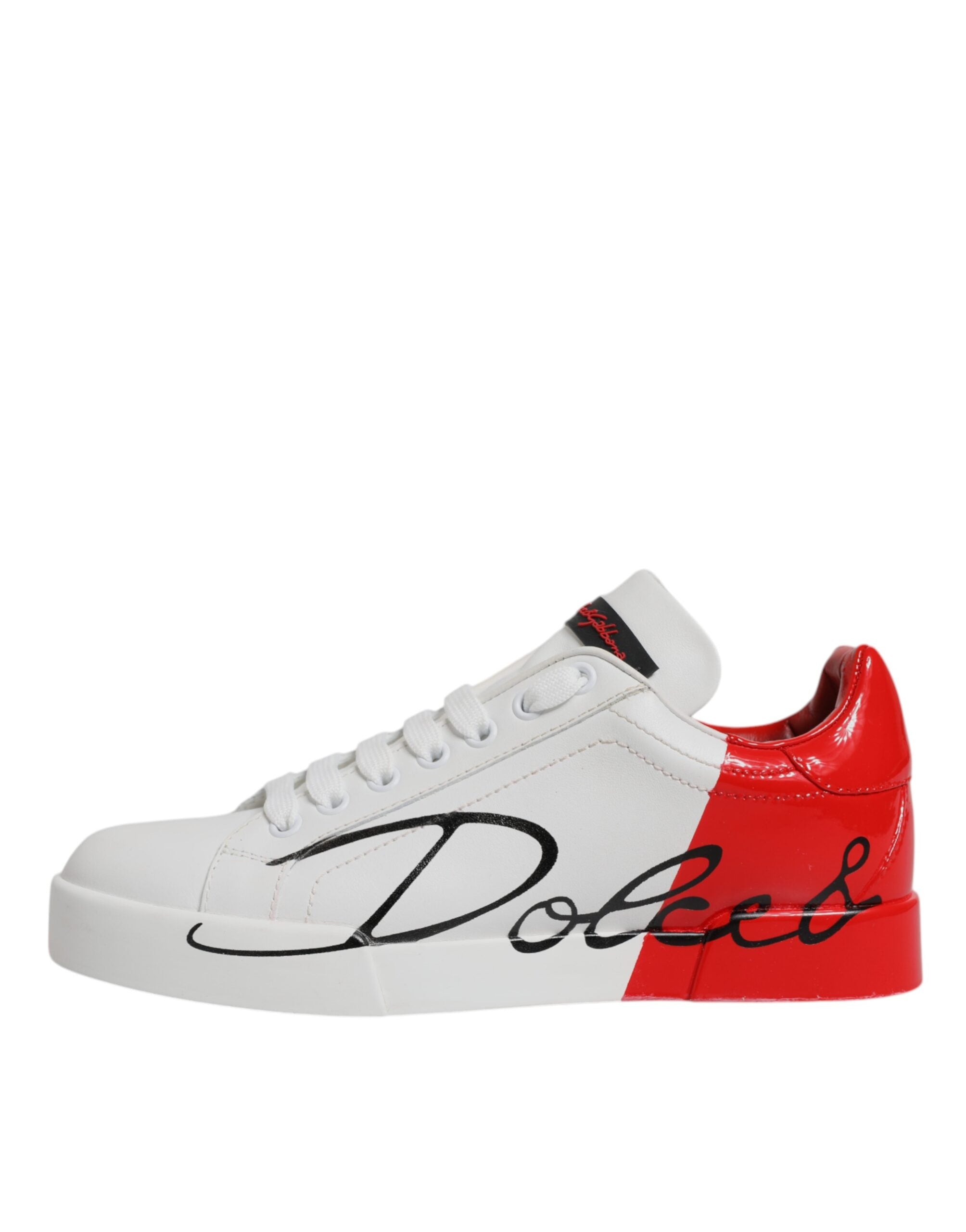 Dolce & Gabbana White Red Logo Portofino Sneakers Shoes LUNESCAPE