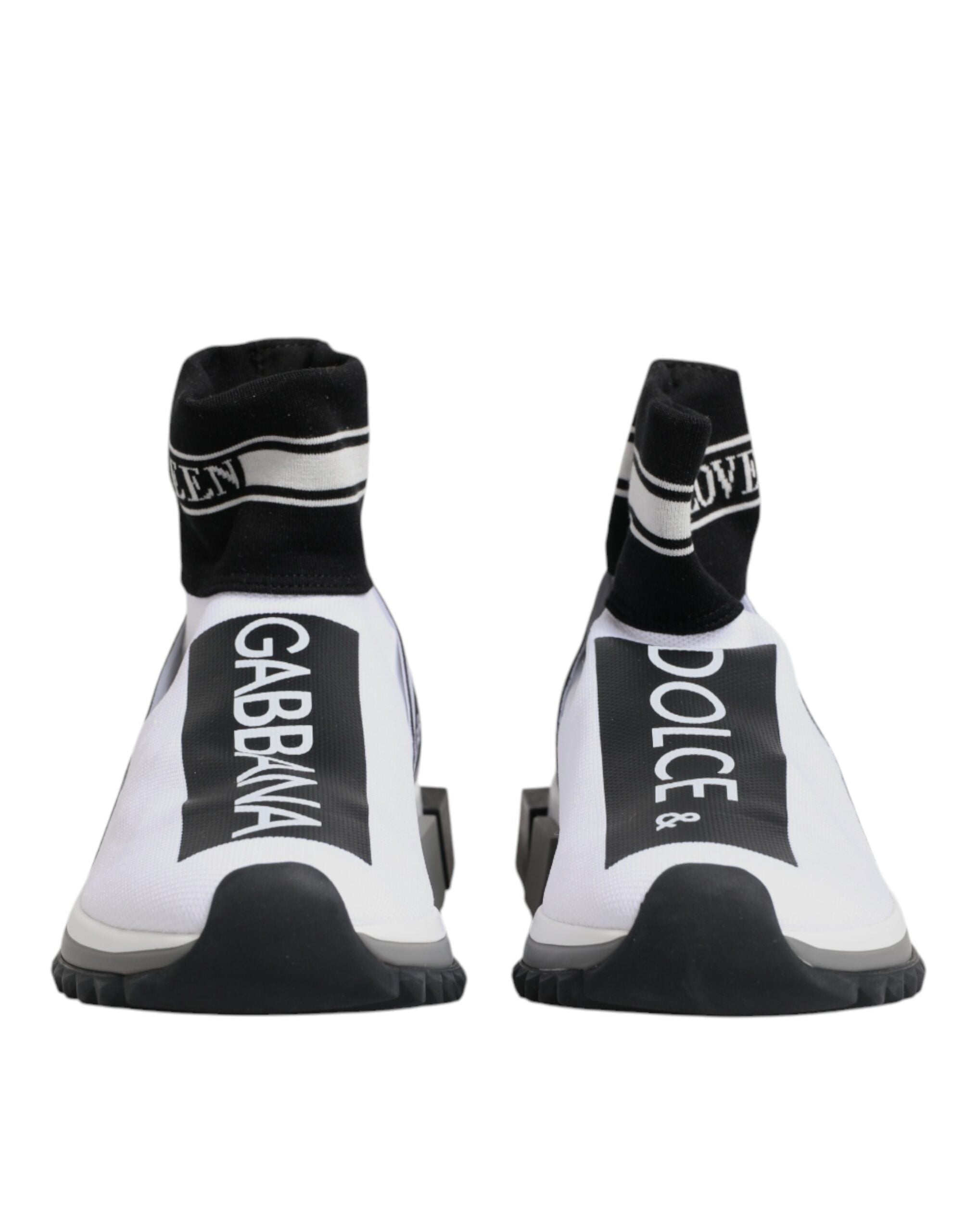 Dolce & Gabbana White Black Sorrento Socks Sneakers Shoes LUNESCAPE