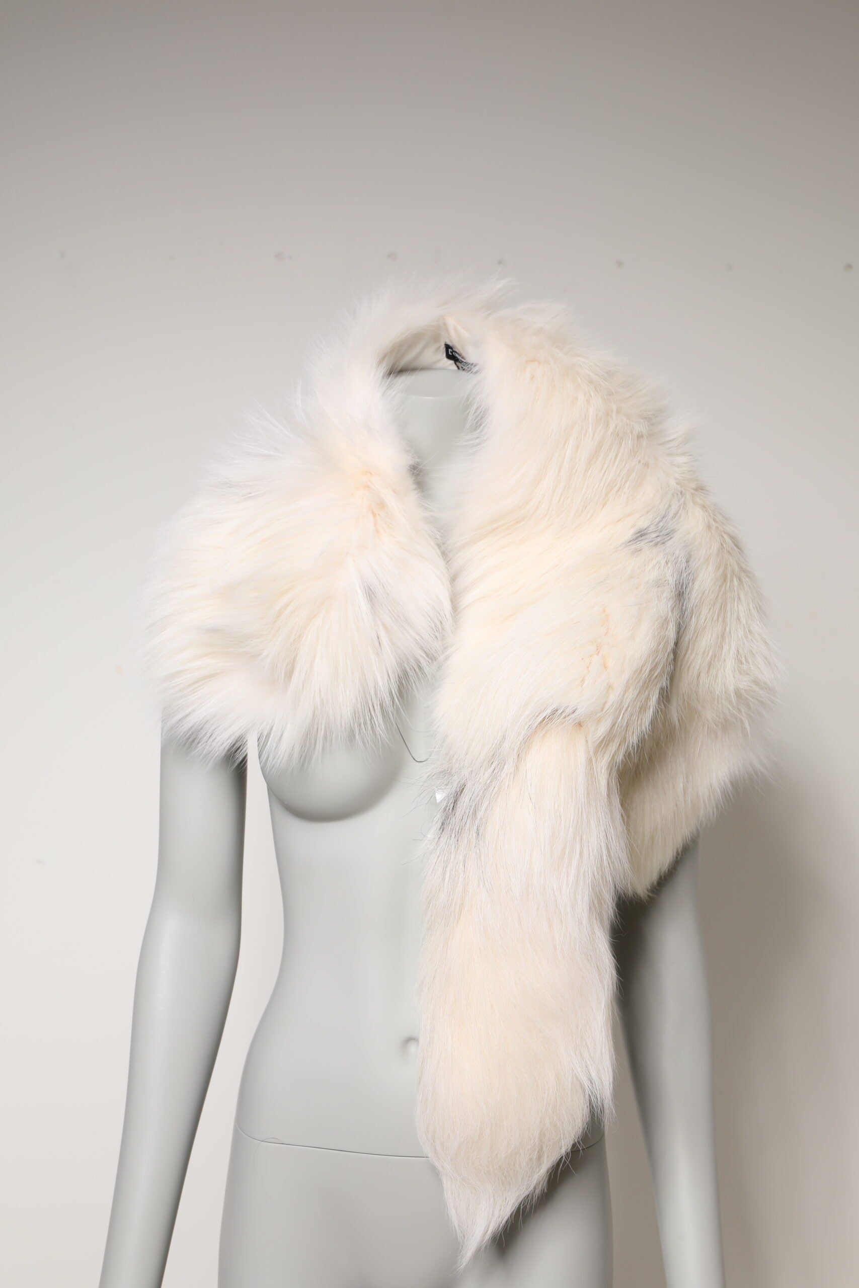 Dolce & Gabbana White Fox Fur Neck Wrap Warmer Winter Scarf LUNESCAPE