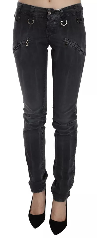 John Galliano Grey Washed Low Waist Zipper Side Skinny Denim Jeans LUNESCAPE