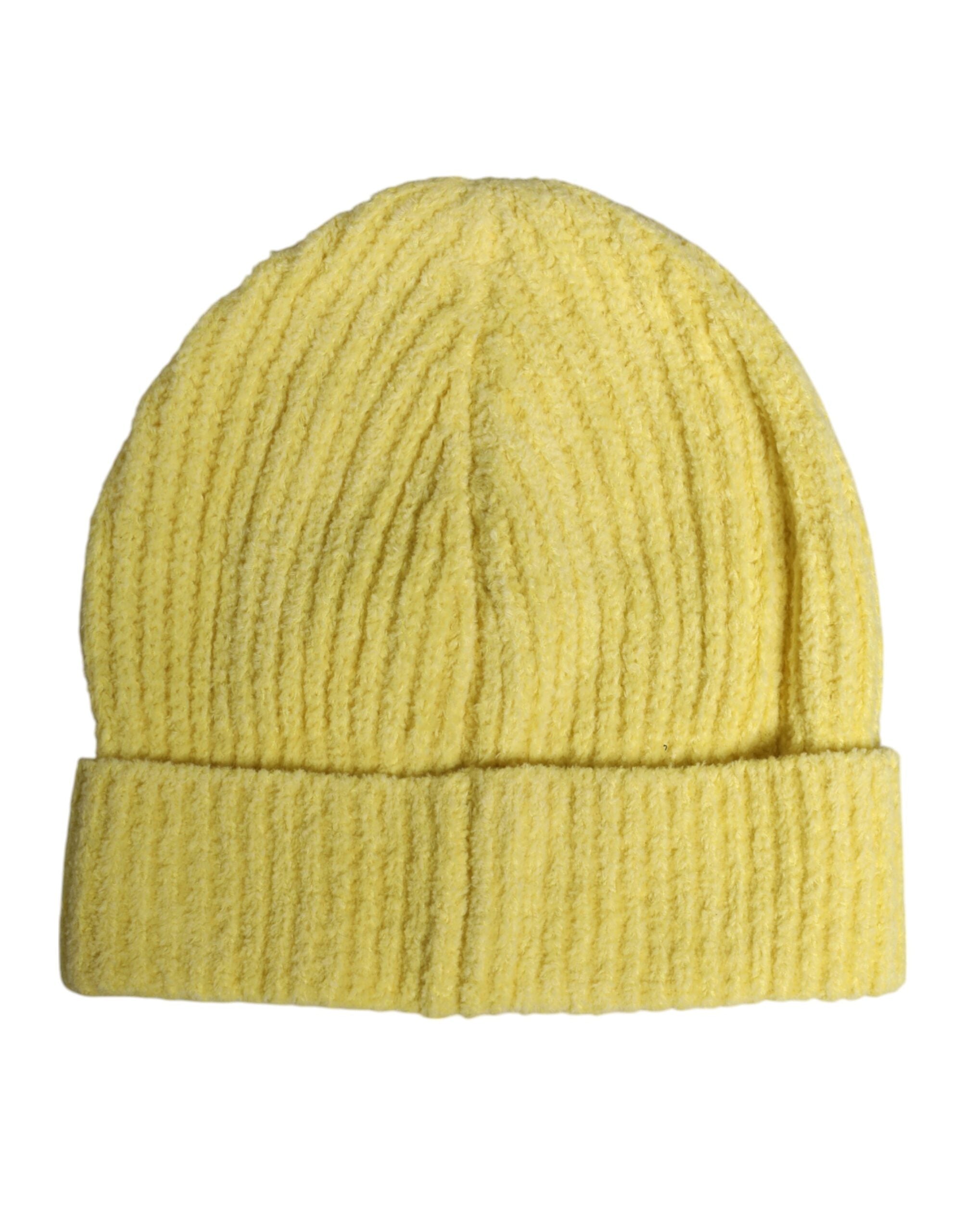 Dolce & Gabbana Yellow Cotton Knitted Winter Beanie Hat LUNESCAPE