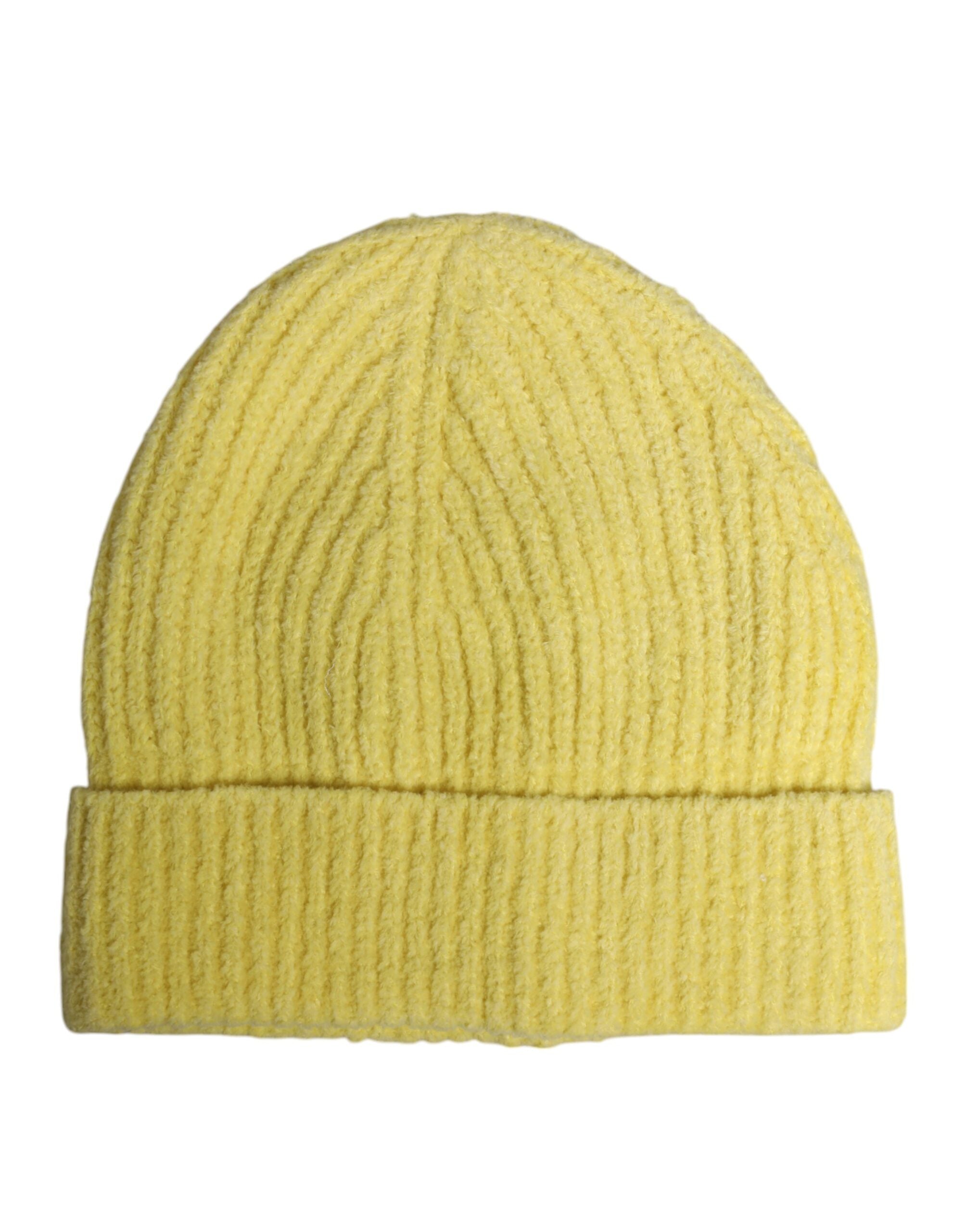 Dolce & Gabbana Yellow Cotton Knitted Winter Beanie Hat LUNESCAPE