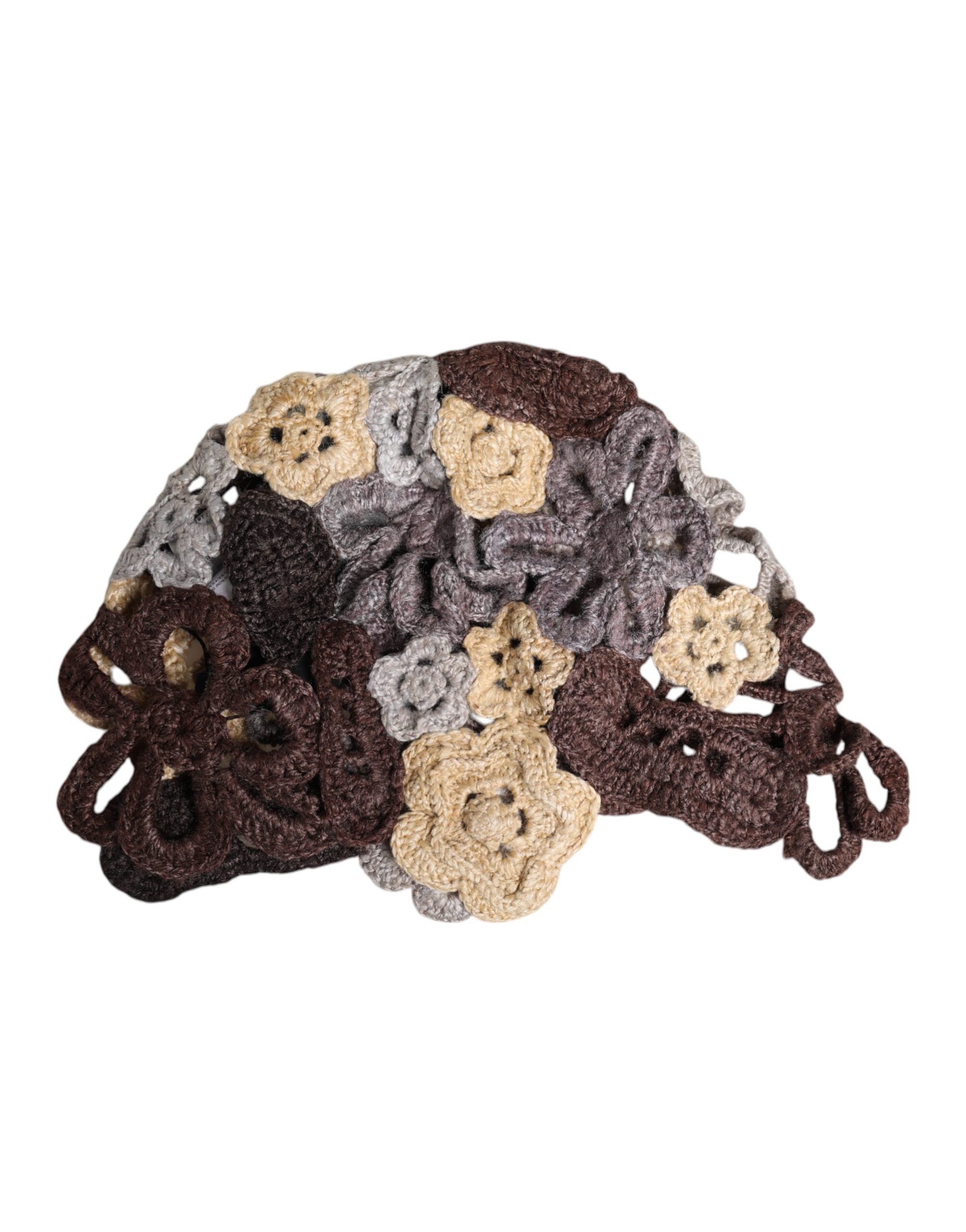 Dolce & Gabbana Multicolor Floral Silk Crochet Beanie Hat LUNESCAPE
