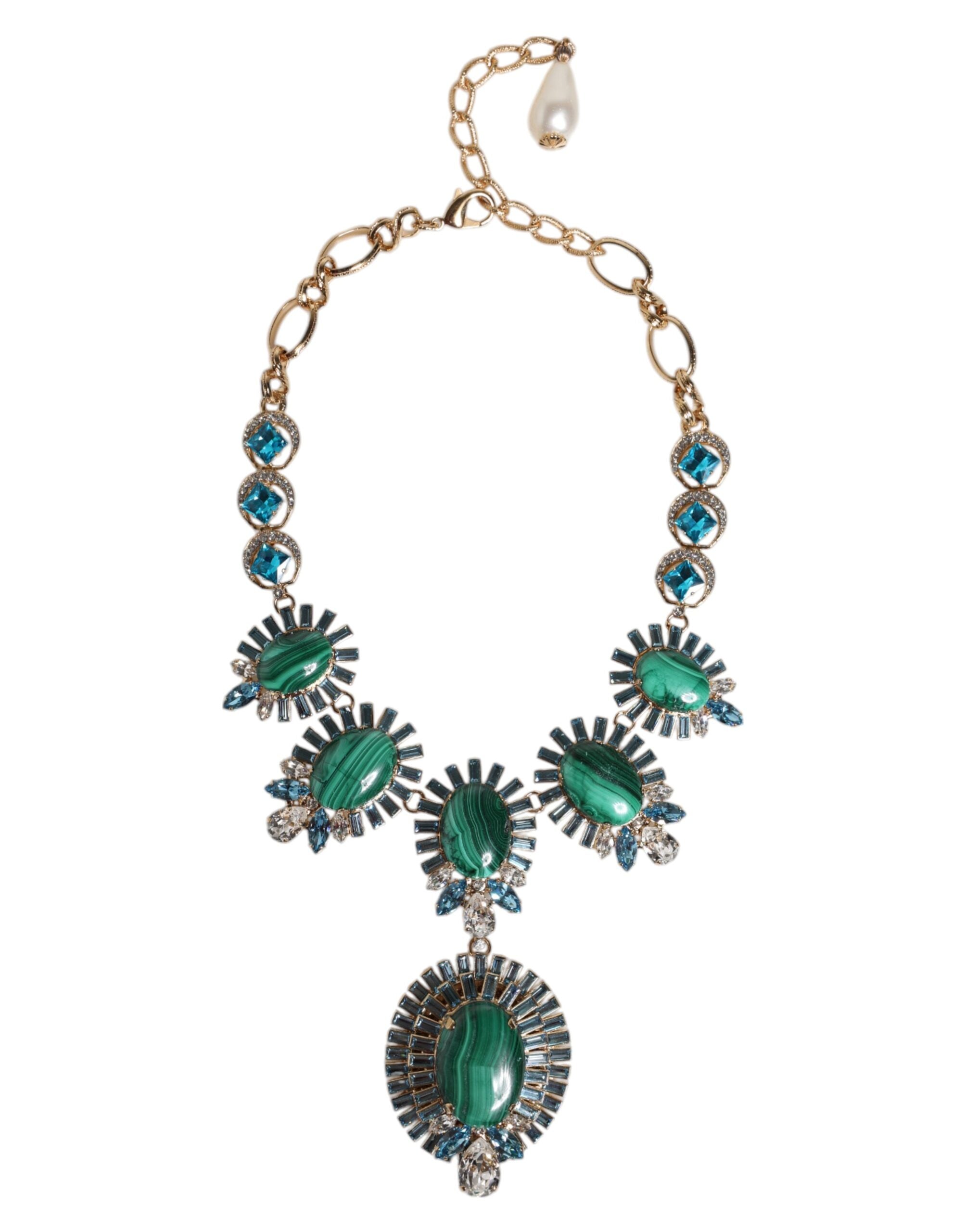 Dolce & Gabbana Gold Brass Pietre Oval Crystal Embellished Necklace LUNESCAPE