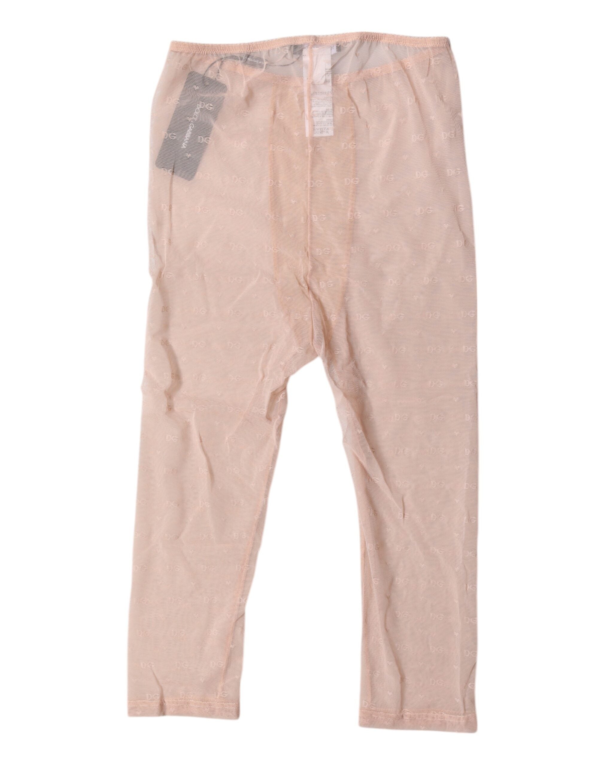 Dolce & Gabbana Beige Logo Lace Lingerie Cropped Tights Underwear
