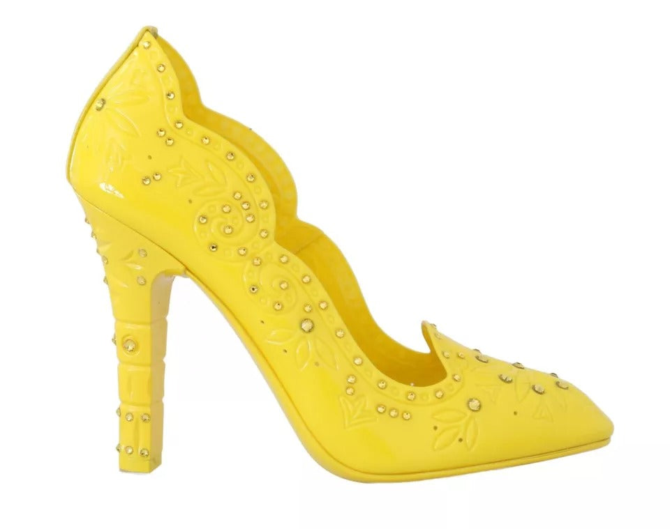 Dolce & Gabbana Yellow Crystal Heels CINDERELLA Shoes LUNESCAPE
