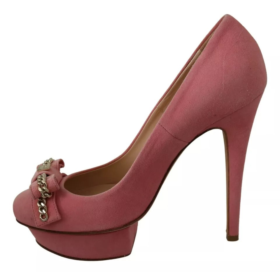 Elisabetta Franchi Pink Bow Stiletto Heel Pumps Shoes LUNESCAPE
