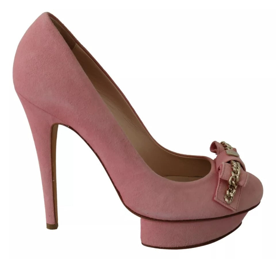 Elisabetta Franchi Pink Bow Stiletto Heel Pumps Shoes LUNESCAPE